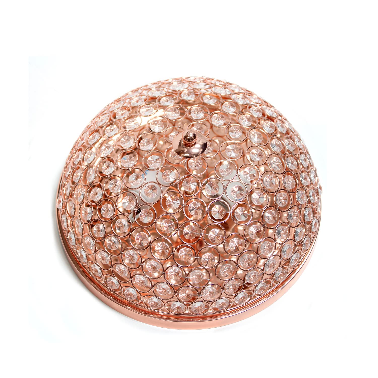 Crystal Glam 2-Light Flush Mount Ceiling Light Fixture in Rose Gold - Elegant Lighting for Bedroom, Living Room & Dining Room