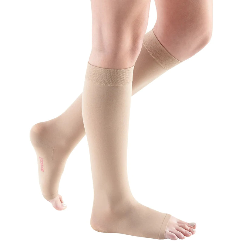 Medi Comfort 30-40mmHg Open Toe Calf Length Compression Socks for Women - Circulation Support, Swelling Relief - Perfect for Travel, Pregnancy & Nurses