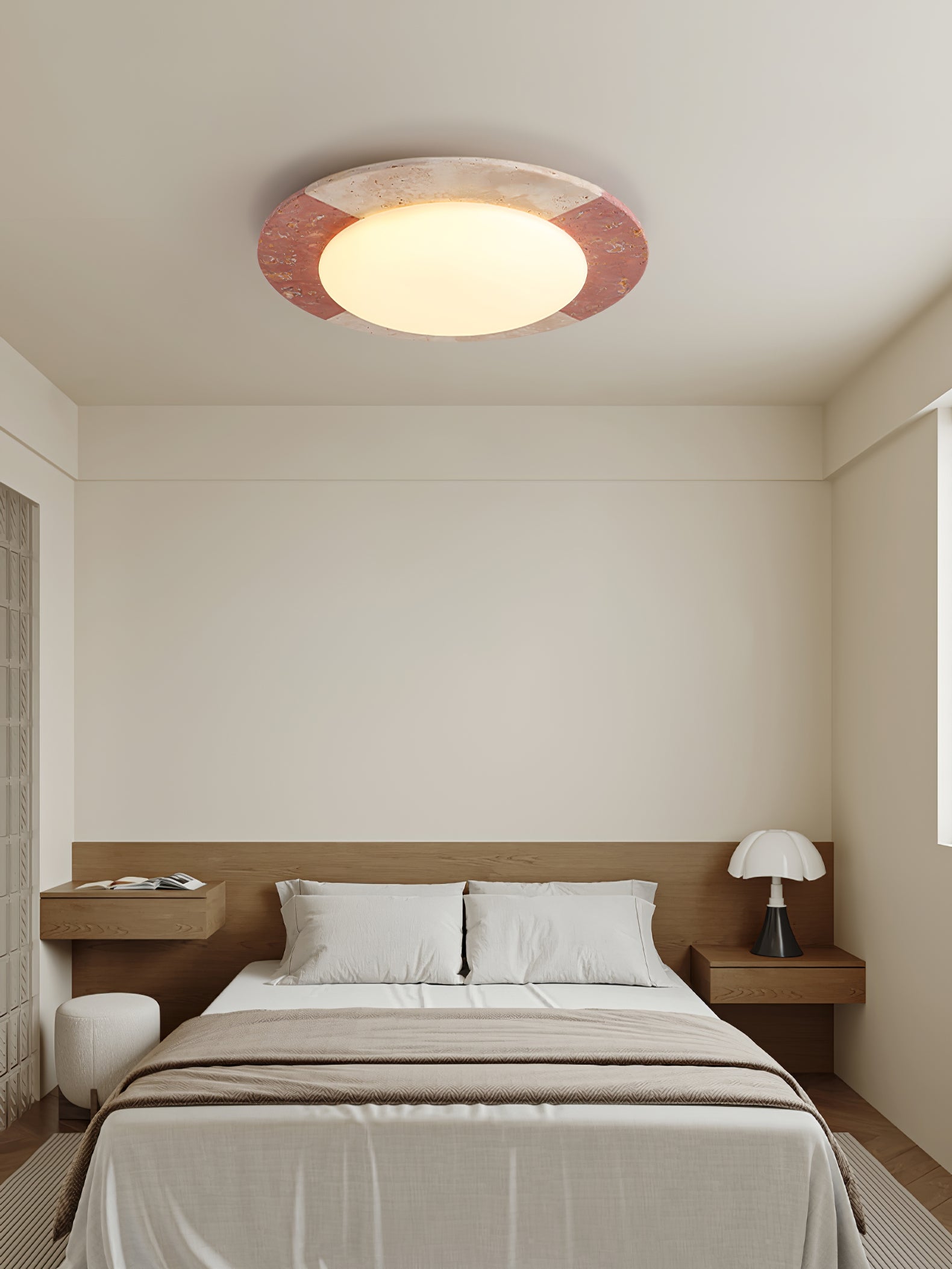 Celestial Travertine Ceiling Light Fixture - Modern Natural Stone Pendant Lamp for Dining Room, Living Room & Bedroom Lighting