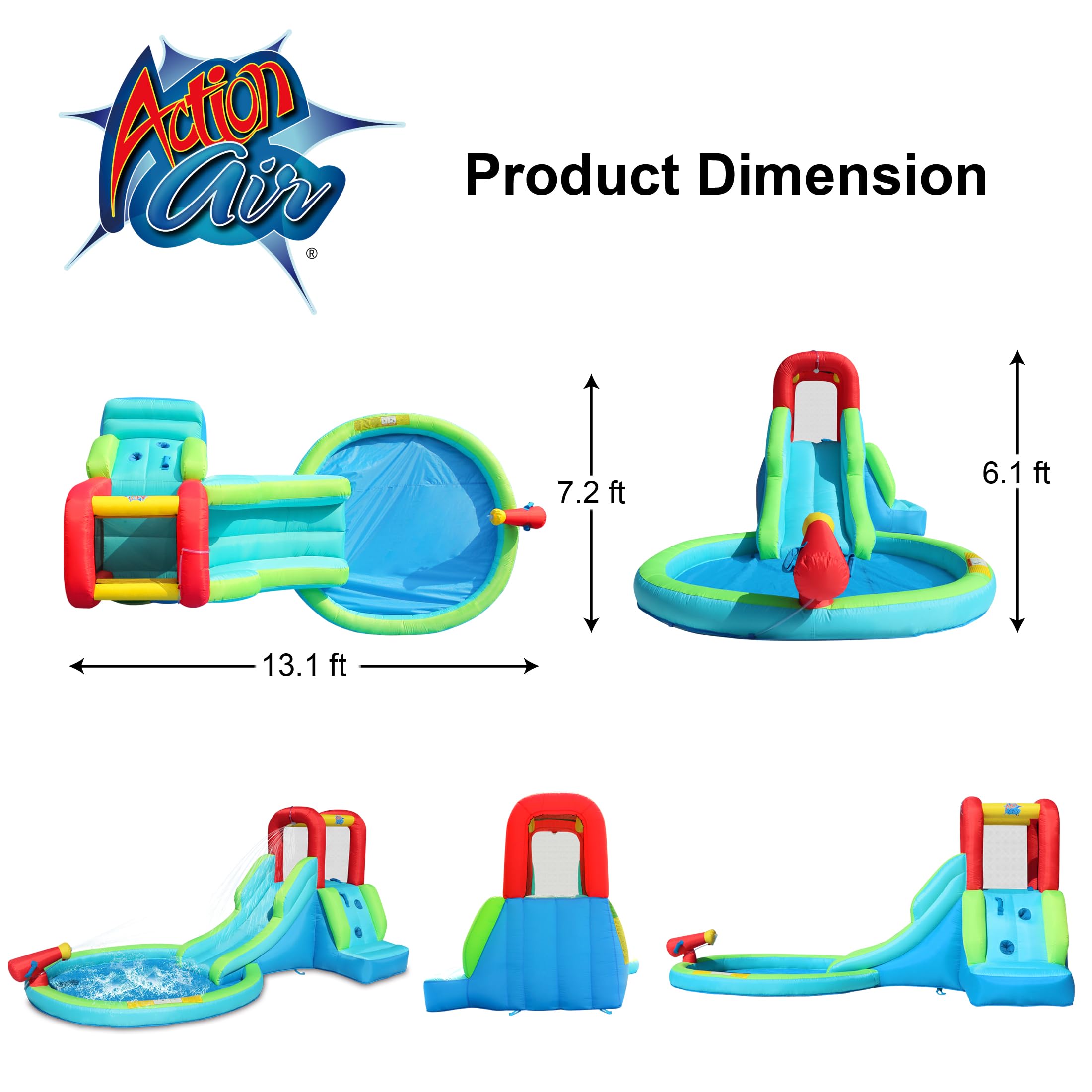 Inflatable Waterslide with Bounce House for Kids - Outdoor Water Park Slide for Wet & Dry Play - Summer Backyard Fun with Water Gun & Splash Pool - Ages 3-8 - Perfect for Birthday Parties, Backyard Playdates & Summer Celebrations