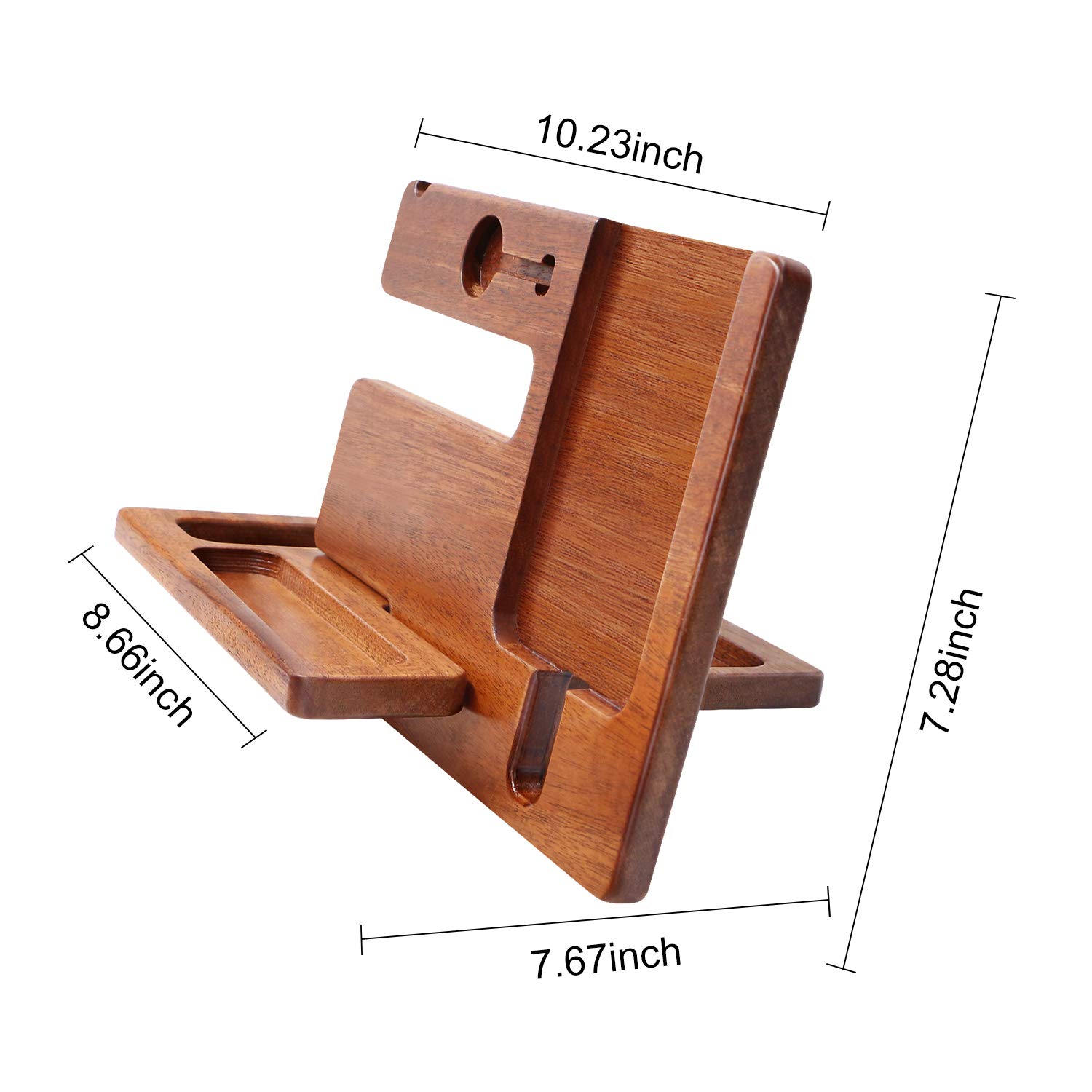 Personalized Wooden Docking Station & Nightstand Organizer - Engraved Keychain, Wallet, Watch Storage Rack for Men | Handmade Travel Gadget | Perfect Graduation & Birthday Gift for Husband | Ideal for Bedside, Office Desk & Travel Organization