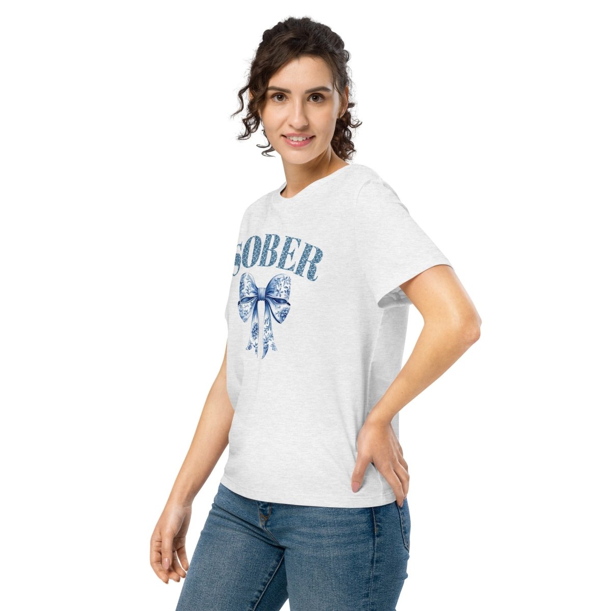 SOBER - Organic Women's Chinoiserie Bow T-Shirt | Vintage Floral Print Casual Tee for Everyday Wear & Boho Outfits