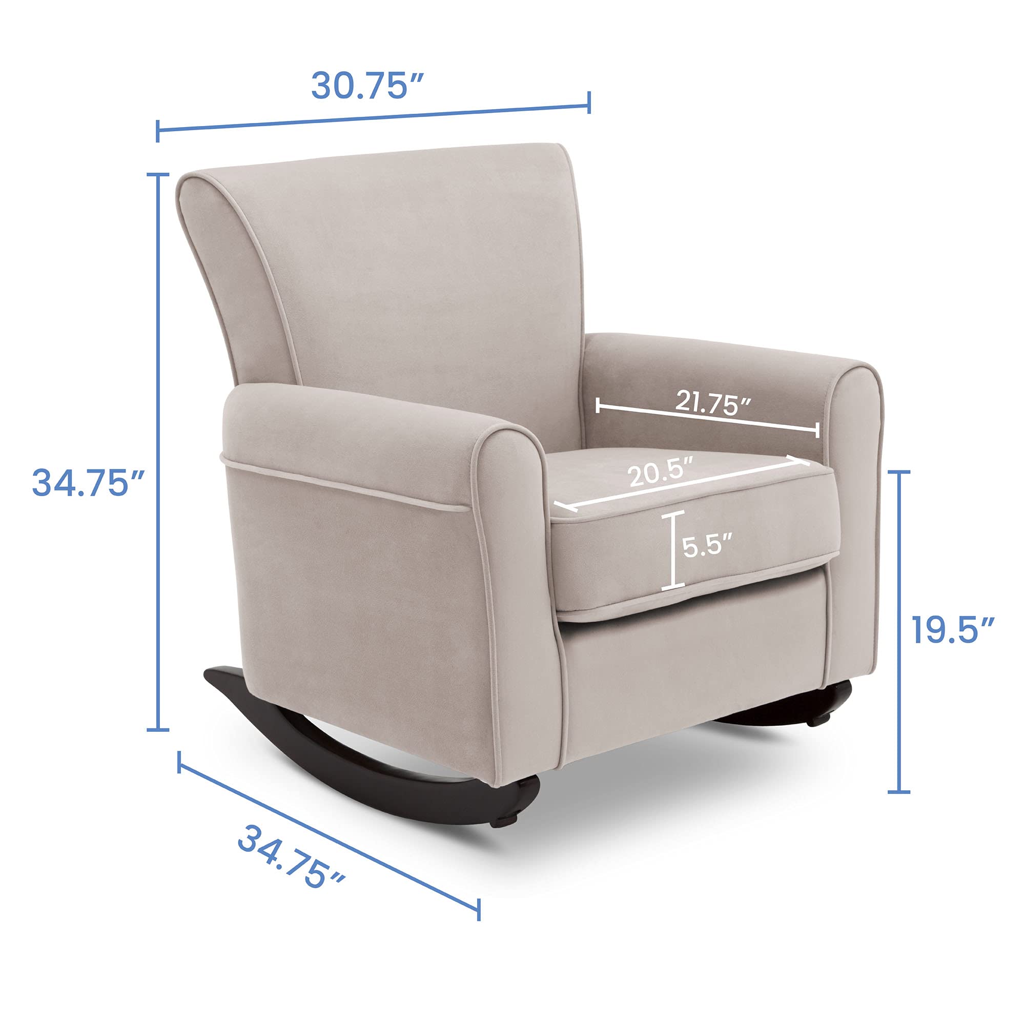 Delta Children Lancaster Rocking Chair with Live Smart Fabric & Linen Upholstery - Nursery Rocker for Breastfeeding, Baby Shower Gift & Cozy Nursery Seating