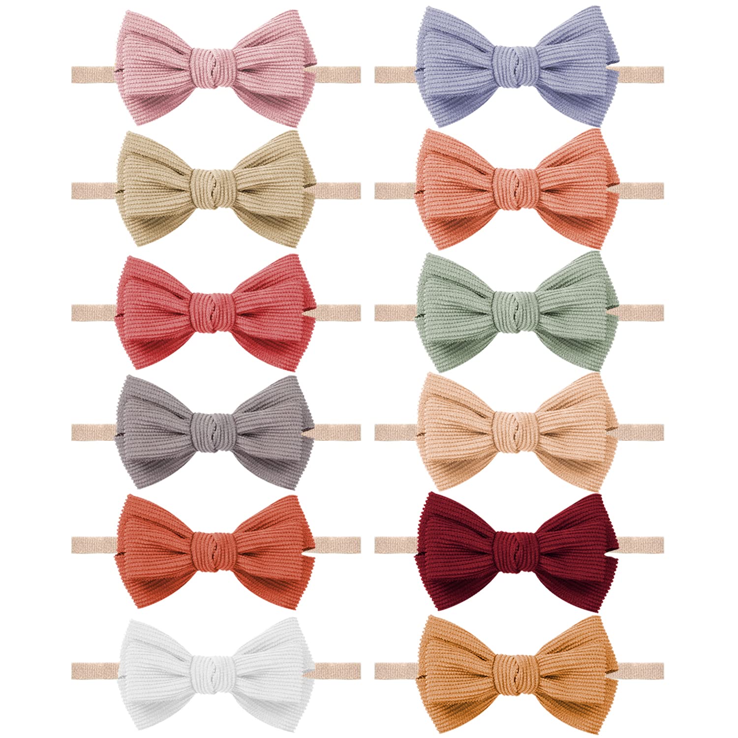 Cute Baby Girl Headbands & Hair Bows Set - Soft Nylon Elastic Hair Accessories for Newborn, Infant & Toddler - Perfect for Photos, Parties & Everyday Outfits