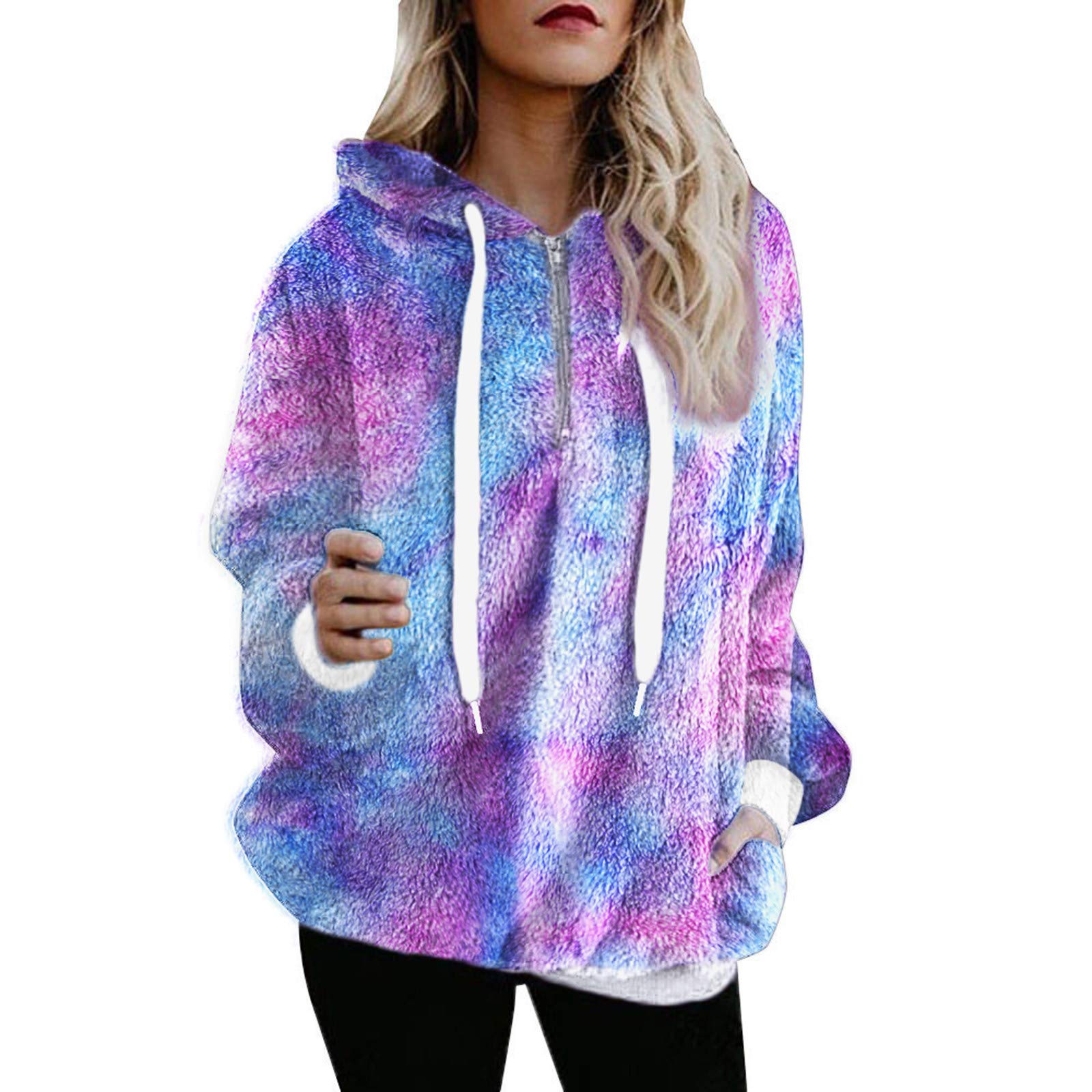 LINKIOM Women's Tie-Dye Hoodie - Warm Winter Pullover Sweatshirt with Hood | Cozy Casual Wear for Cold Weather, Street Style & Lounge Outfits