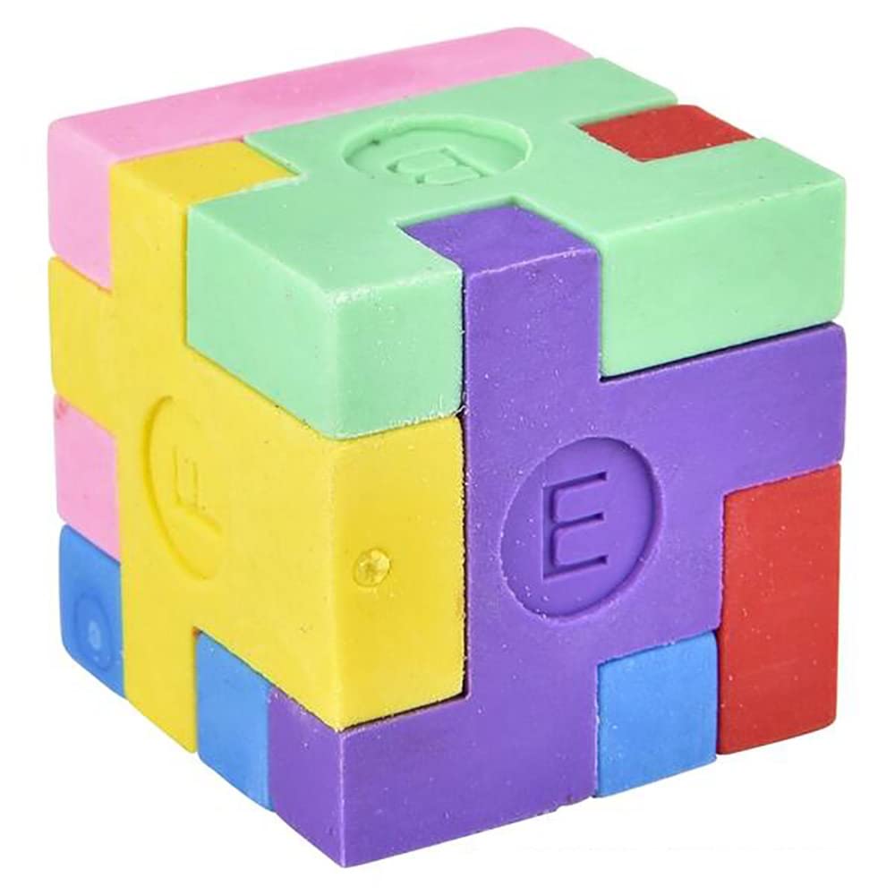 Puzzle Cube Eraser Set - 12 Pack Fun Brain Teaser Erasers for School, Office & Party Favors - Perfect for Classroom Rewards, Gift Bags & Stress Relief