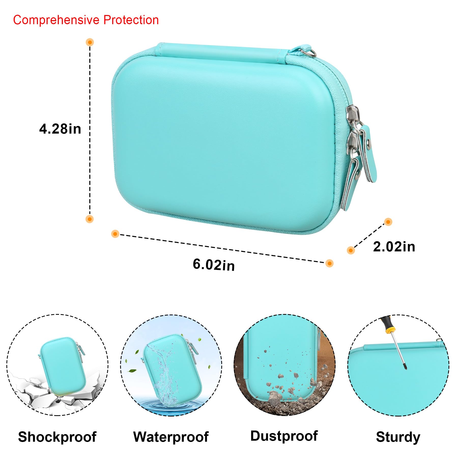 Elonbo Protective Carrying Case for KODAK Step Instant Smartphone Photo Printer - Portable Travel Storage with Mesh Pocket for KODAK Step Photo Paper (Green) - Perfect for Travel, Parties & Photo Printing On-The-Go