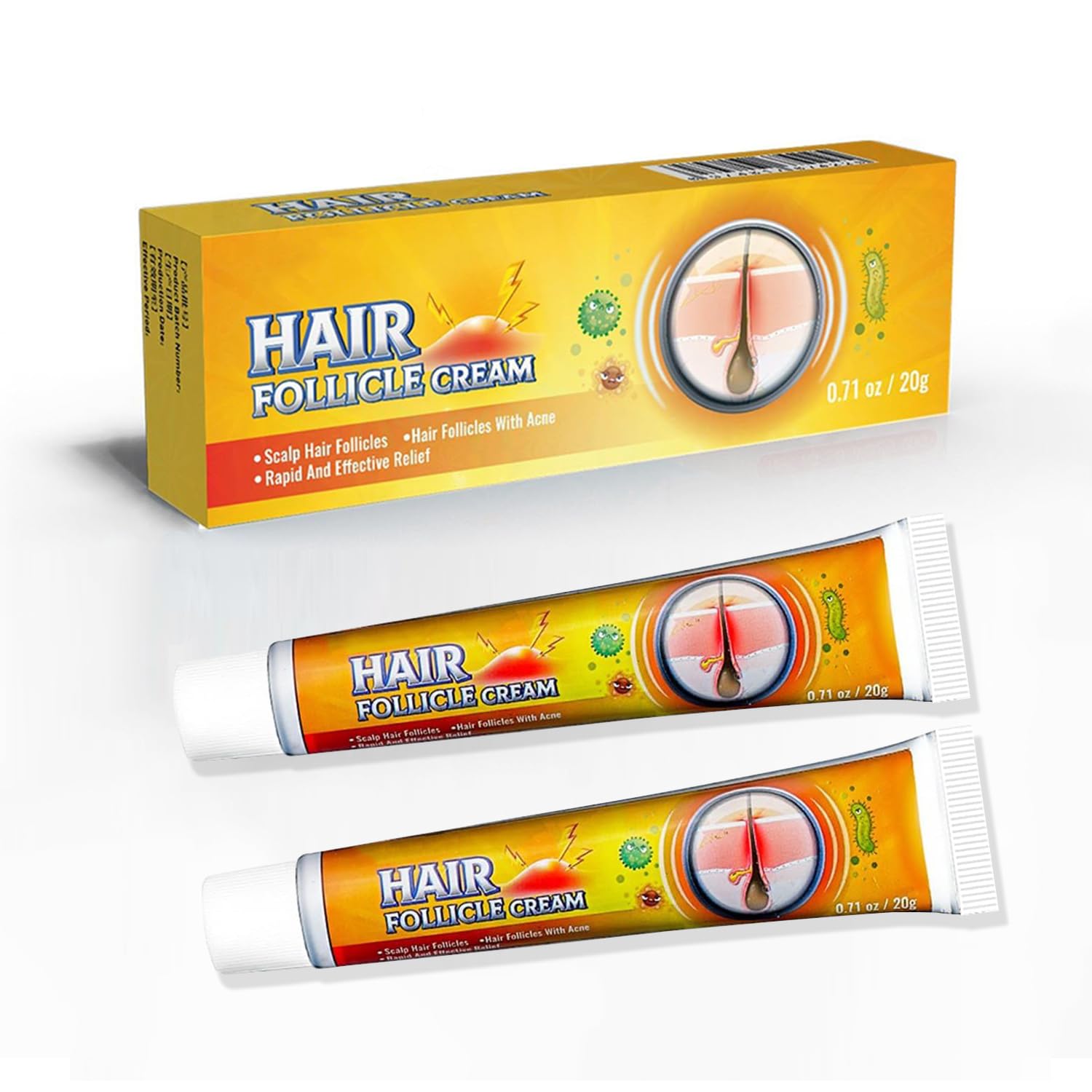 TKTT Folliculitis Treatment Cream - Professional Medicated Cream for Scalp, Body & Face Folliculitis Relief - 20g x 2 Tubes - Soothes Itchy, Inflamed Skin at Home & On-The-Go