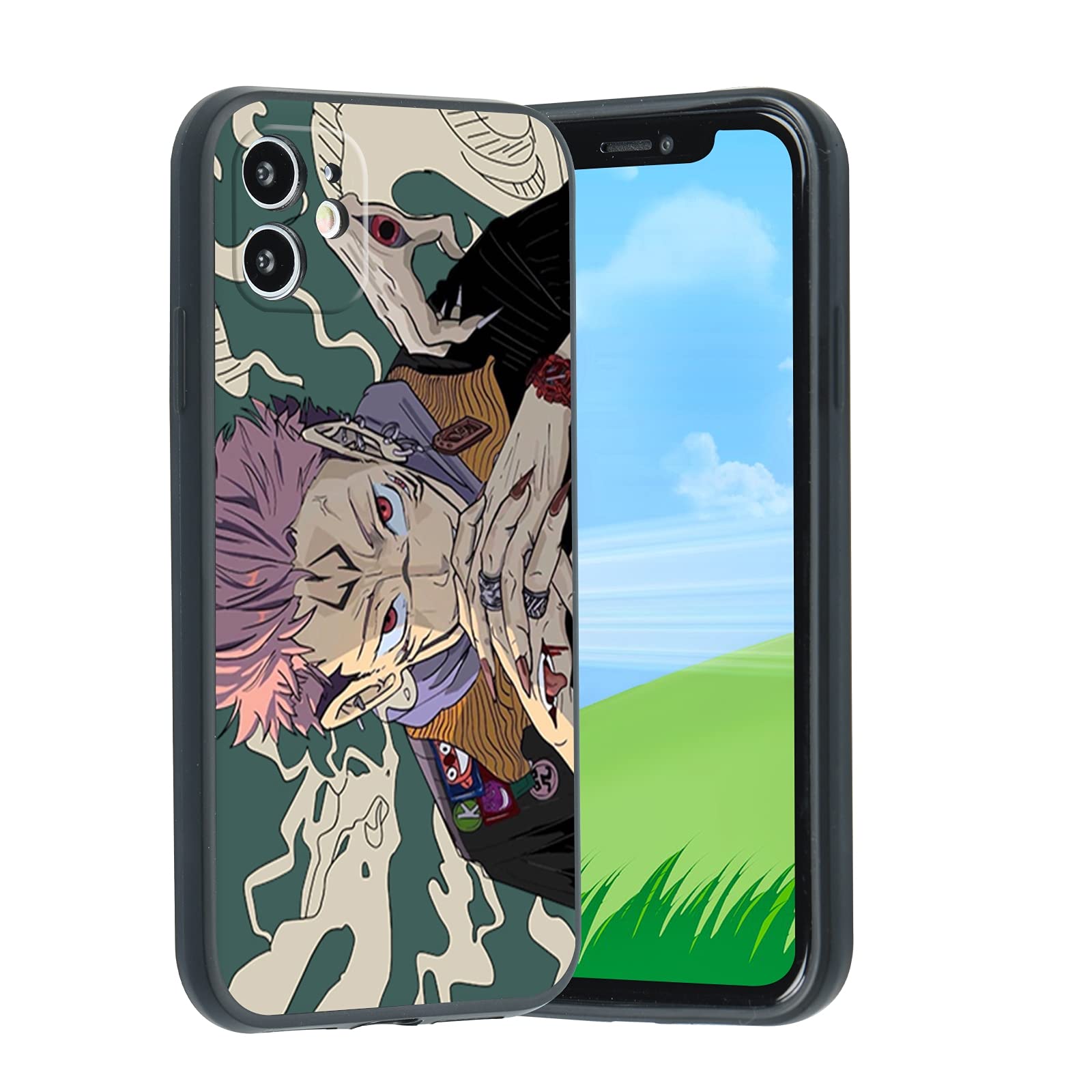 Anime iPhone 12 Case - Jujutsu Kaisen Ryomen Sukuna & Yuji Itadori Soft Silicone Cover | Cute Japanese Cartoon Design for Men & Women | Perfect for School, Work & Anime Fans