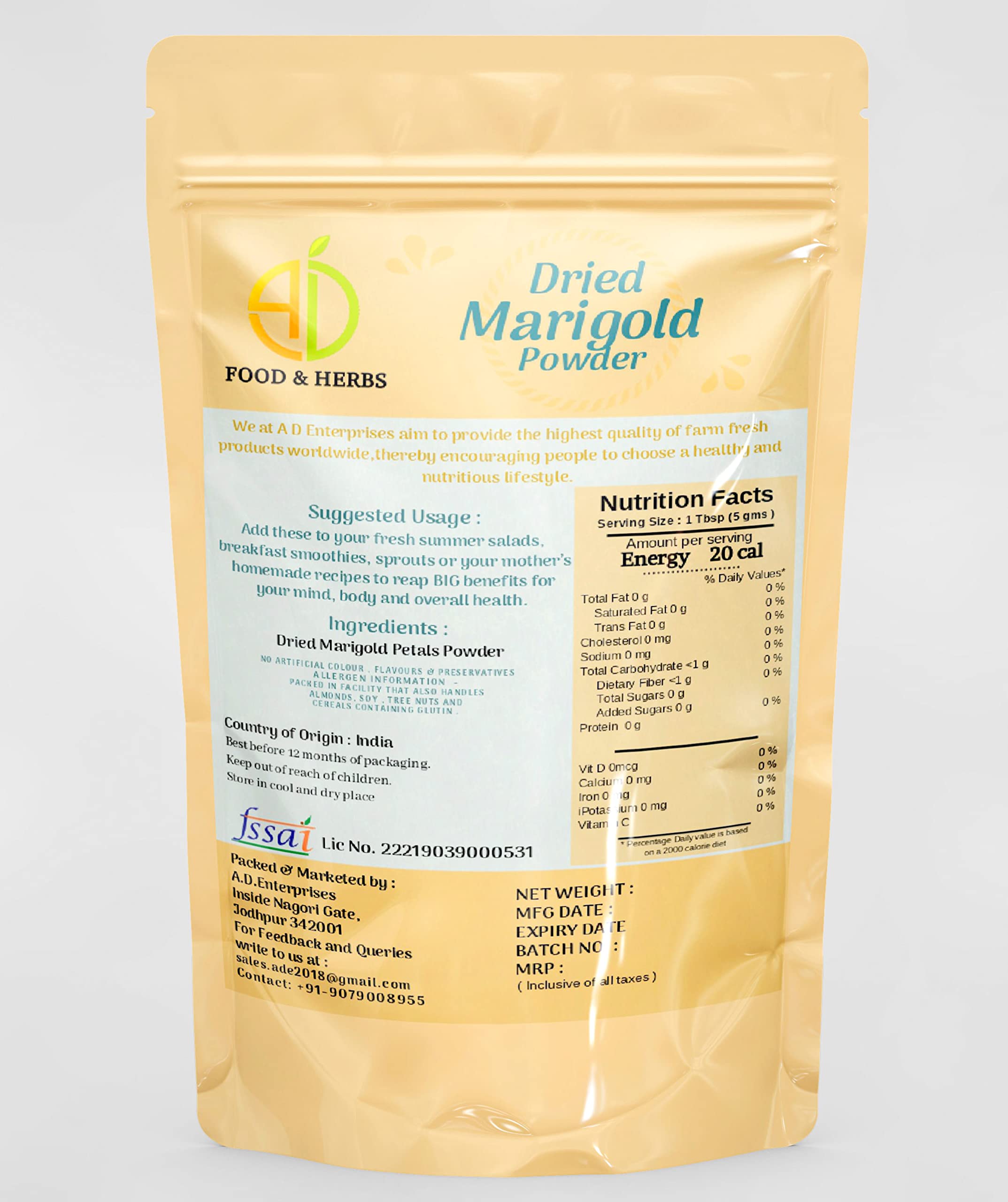 Organic Marigold Powder (Genda Flower Powder) - 50g x 4 Pack - USDA Certified for Homemade Lattes, Tea Blends, Bath Salts & Skincare - Perfect for DIY Beauty, Herbal Remedies & Natural Crafts
