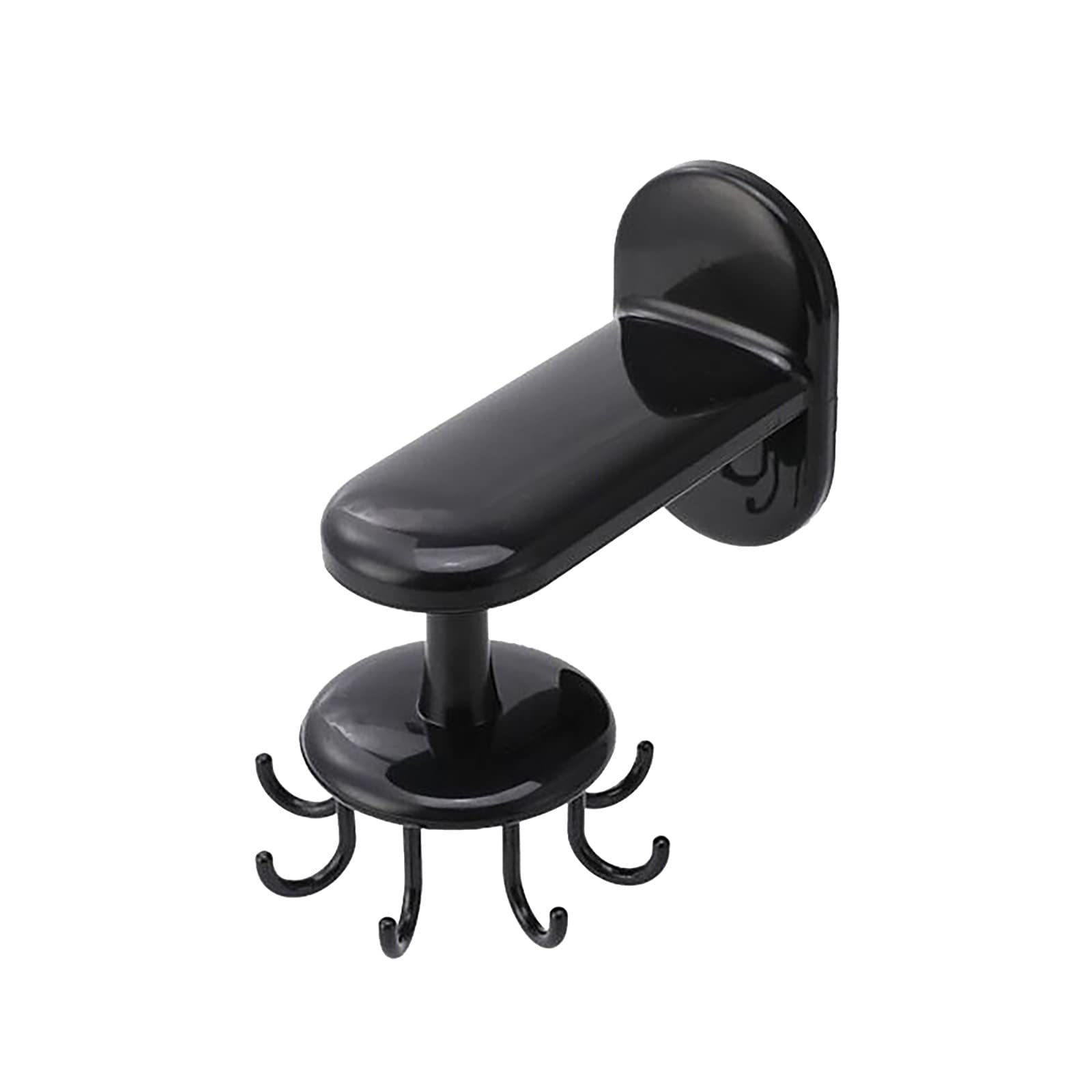 360° Rotating Under Cabinet Hook - Heavy Duty Adhesive Kitchen Utensil Organizer for Knives, Towels & Tools - Space Saving Wall Mount Hanger for Kitchen, Bathroom & Office (Black, One Size) - Perfect for Small Space Organization & Picture Hanging