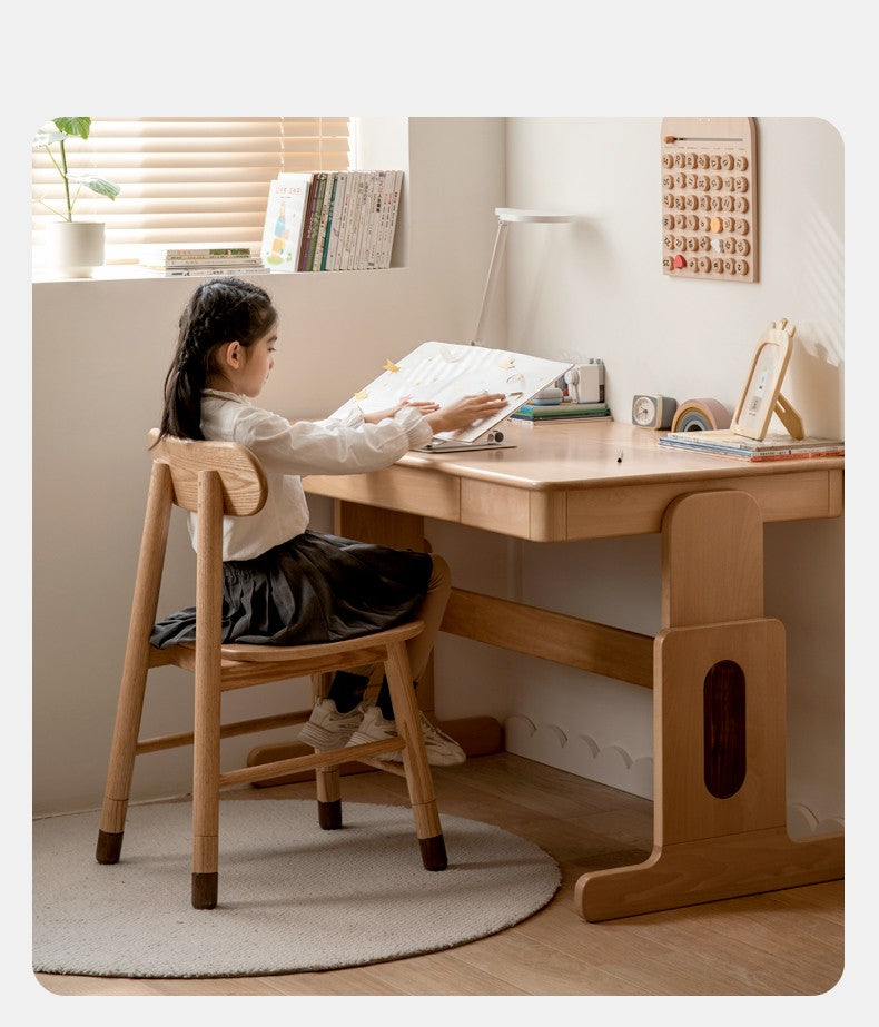 Adjustable Solid Wood Children's Chair - Oak, Beech, Birch - 3 Height Settings for Kids' Study, Dining & Playroom