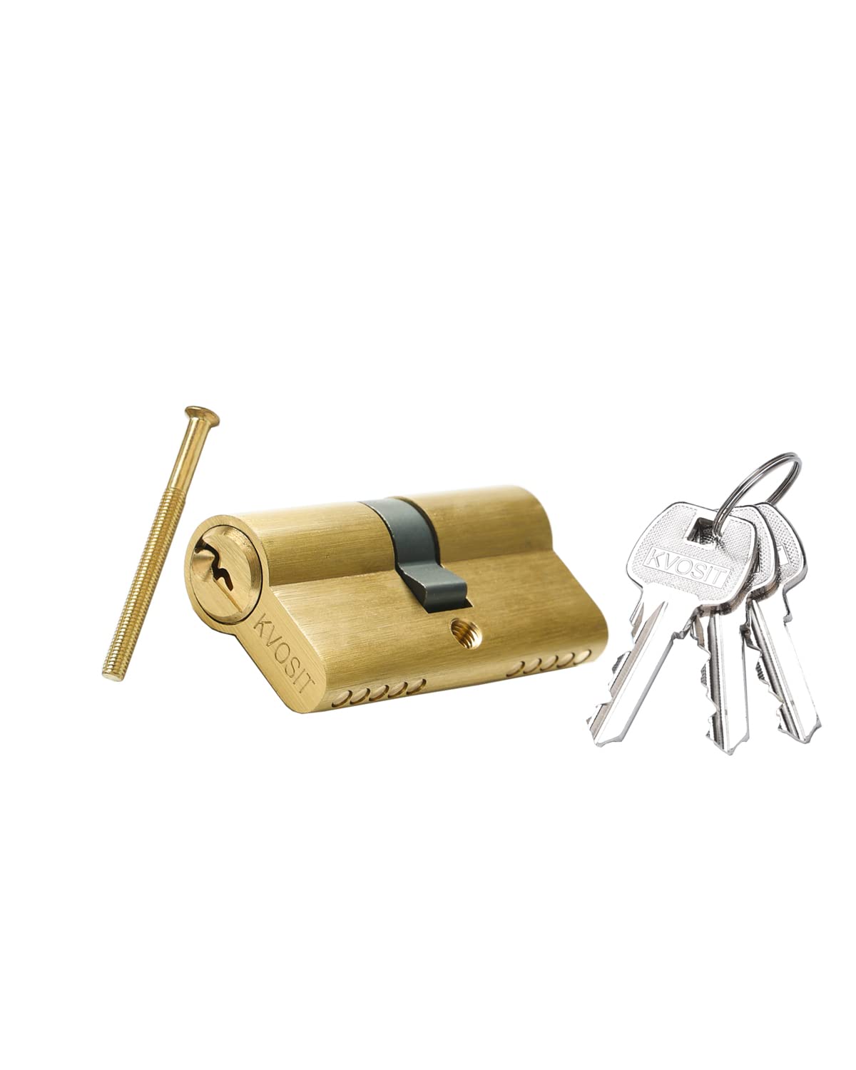High Security 63mm Brass Lock Cylinder with 3 Keys - Double Open Cylinder Lock for Storm Doors, Storage Units & Cabinets - Durable Brushed Brass Finish - Ideal for Home Security, Sheds & Commercial Use