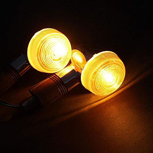 4PCS Amber Chrome Bullet Motorcycle Turn Signals - Front & Rear LED Blinker Indicator Lights Replacement for Honda, Harley, Kawasaki, Suzuki, Yamaha Cruiser & Bobber - Enhanced Visibility for Night Riding & Safety