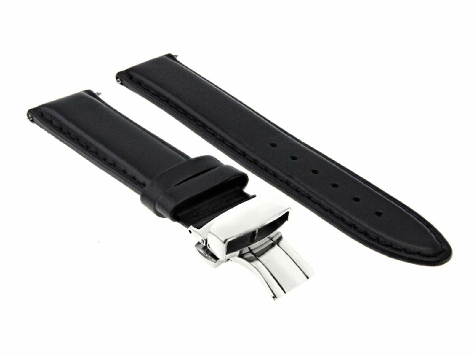 20mm Panerai Compatible Smooth Leather Watch Band Strap with Deployment Clasp Buckle - Premium Replacement for Pam Watches - Perfect for Business, Casual & Outdoor Wear