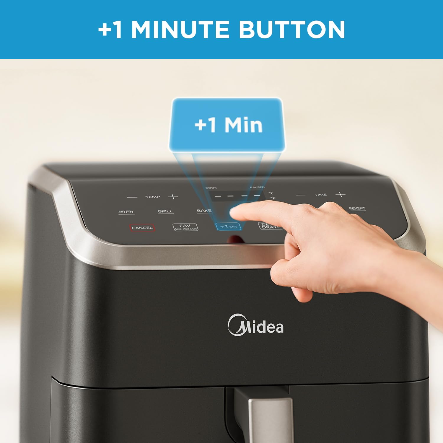Midea 5.5QT Air Fryer with Rapid Air Technology - 9 Preset Menus, One-Touch Operation, 90% Less Oil - Perfect for Healthy Cooking, Quick Family Meals & Easy Cleanup - Ideal for Busy Home Chefs & Small Kitchens