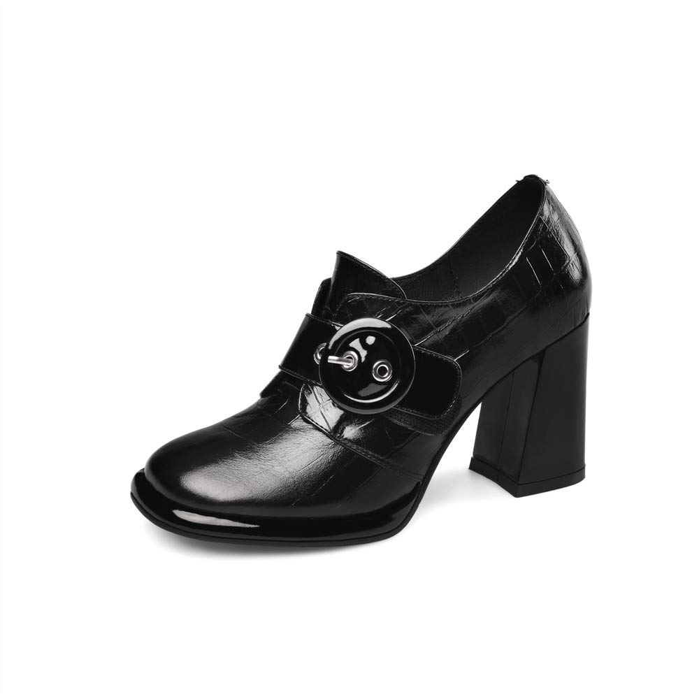 TinaCus Women's Handmade Genuine Leather Round Toe Buckle Platform High Heel Slip On Pumps - Stylish & Comfortable for Office, Party & Daily Wear