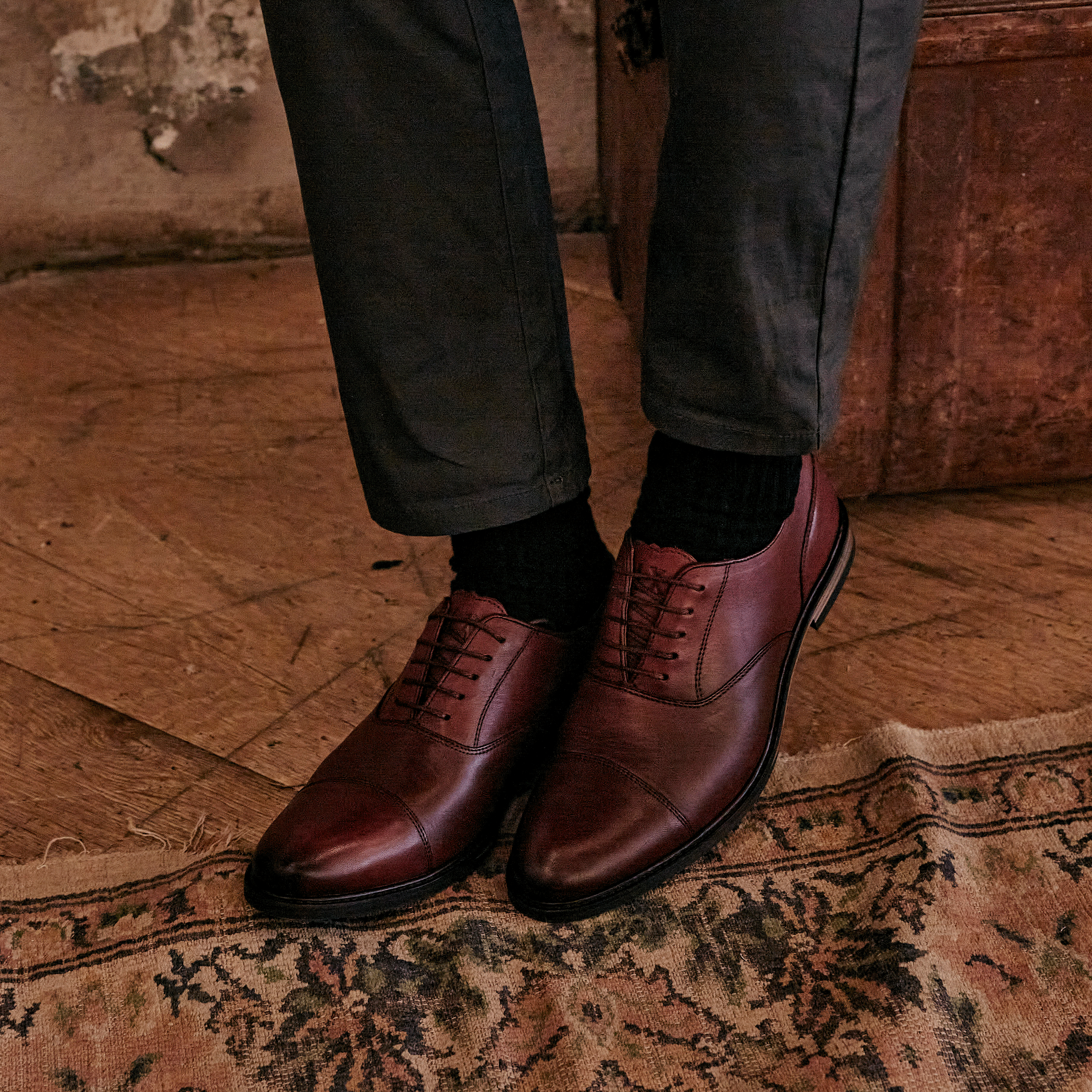 Maudsley Genuine Leather Oxford Shoes in Oxblood Red - Perfect for Business, Formal Events & Office Wear