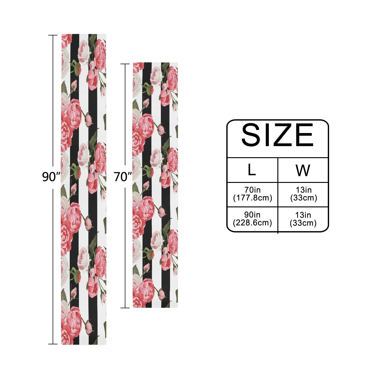 MOYYO Floral Peony Rose Table Runner 13x90 Inch - Polyester Dining Table Decor for Weddings, Parties, Banquets | Perfect for Coffee Tables, Birthday Celebrations & Home Decoration