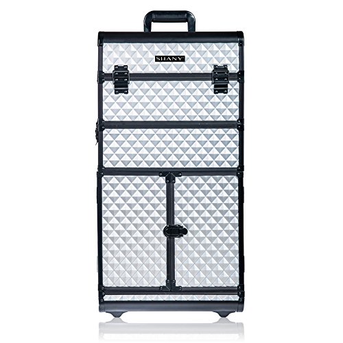 SHANY REBEL Series Pro Makeup Artists Rolling Train Case - Professional Cosmetic Trolley with Metallic Finish for Salon, Travel & On-the-Go Makeup Artists