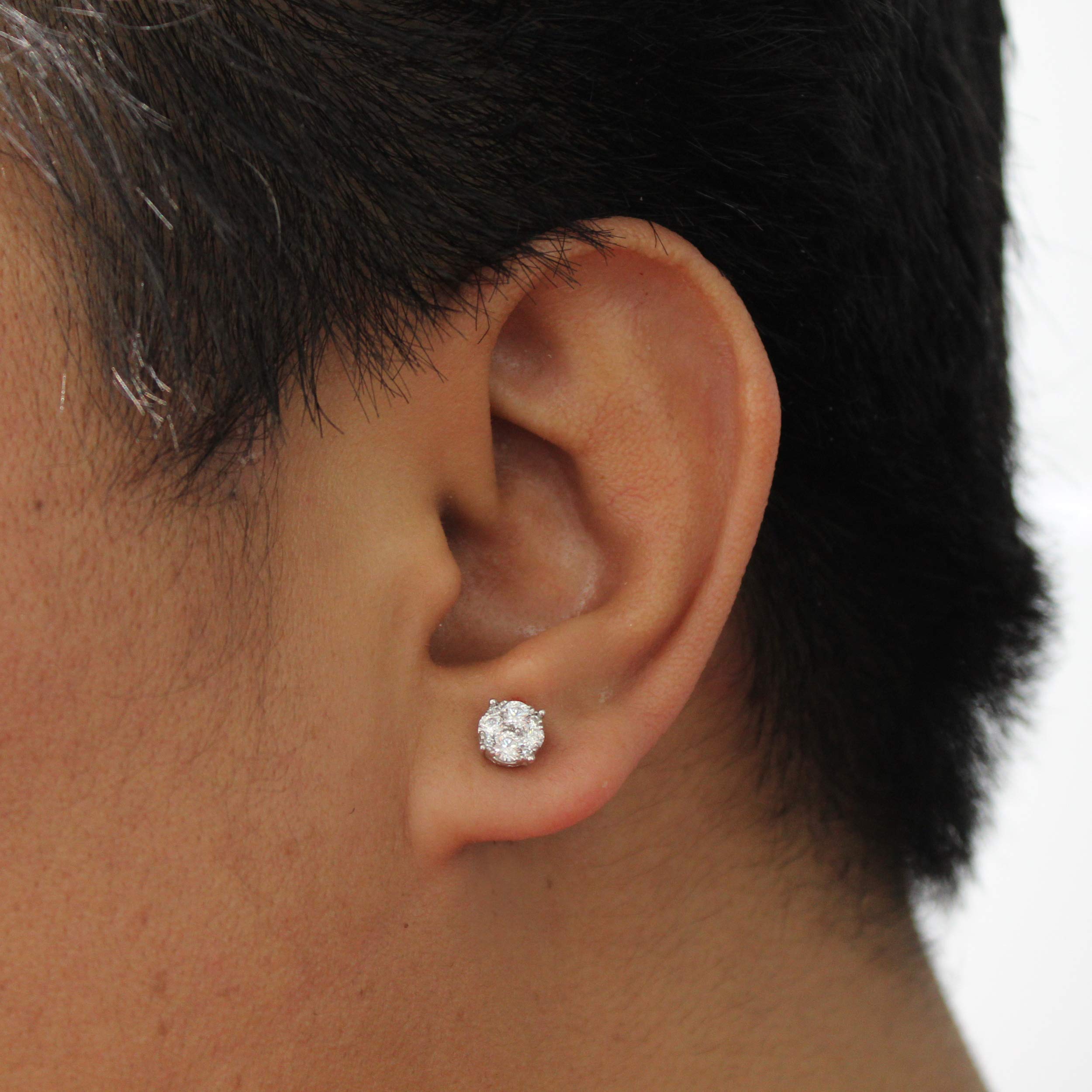 1PC Natural Diamond Stud Earrings 925 Sterling Silver for Men & Women - Perfect for Weddings, Anniversaries & Special Occasions