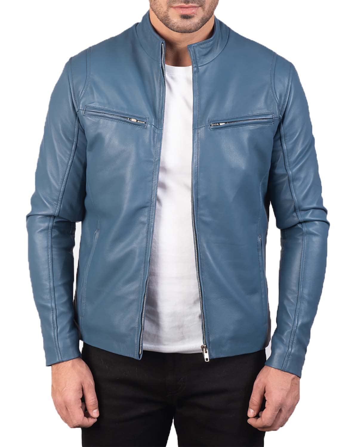 Premium Men's Sheepskin Leather Motorcycle Jacket - The Jacket Maker Ionic Biker Jacket for Riding & Casual Wear | Durable, Stylish & Comfortable for Everyday Use