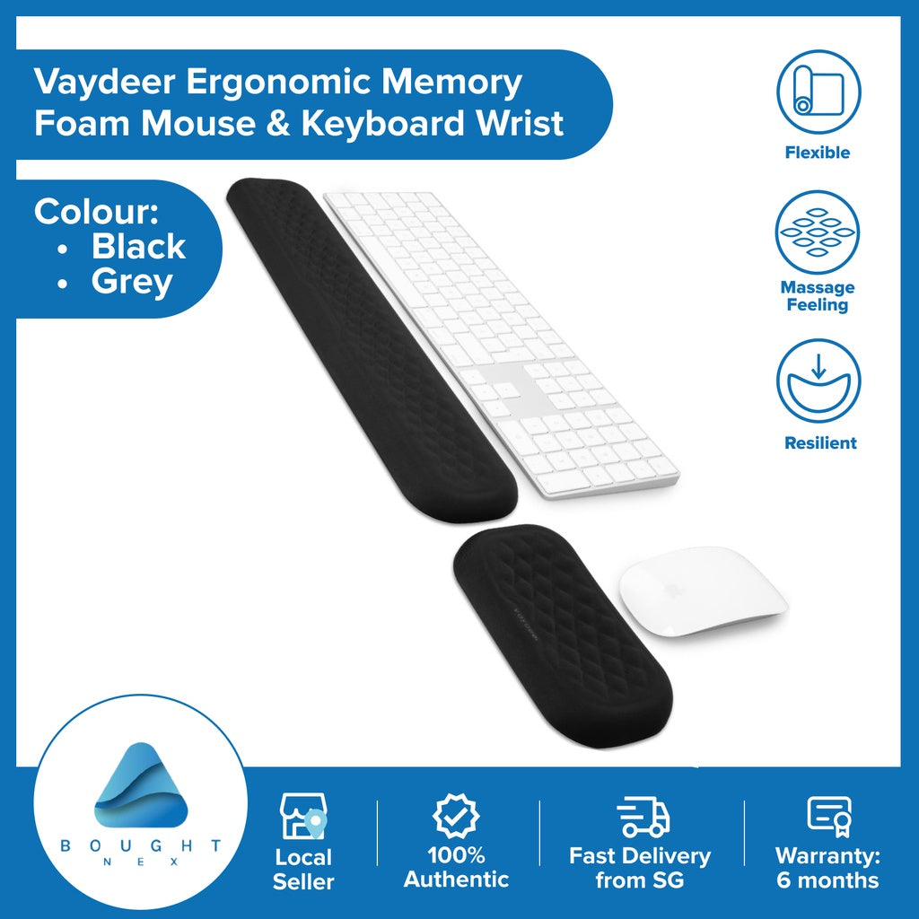Vaydeer Ergonomic Memory Foam Mouse & Keyboard Wrist Rest - Comfort Support for Gaming, Typing & Office Work - Reduce Wrist Pain & Fatigue for PC, Laptop Users