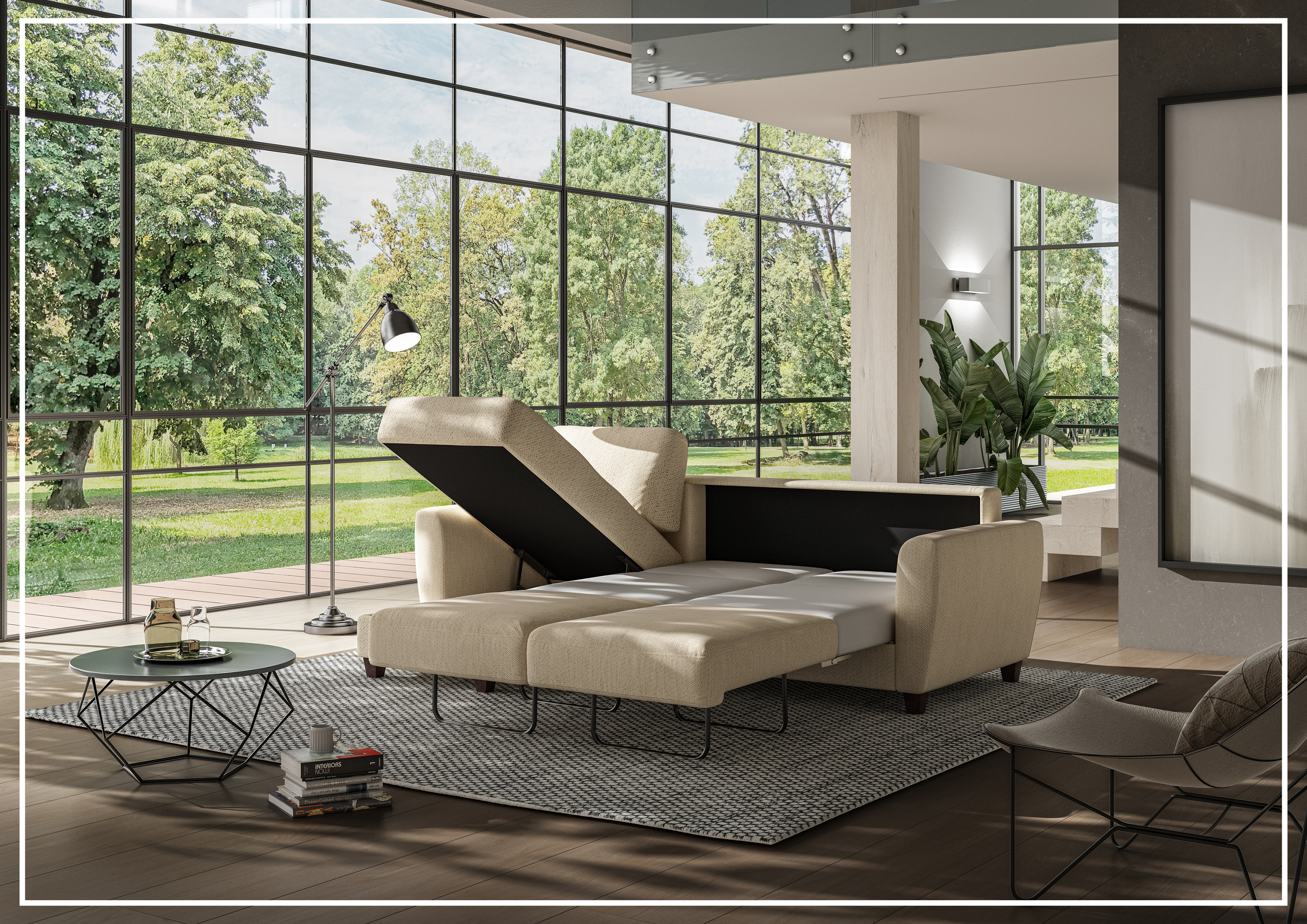 Luonto Harper L-Shaped Full XL Fabric Sectional Sleeper Sofa - Convertible Couch Bed with Storage for Small Spaces, Living Room, Guest Room & Apartment - Comfortable Modern Design for Relaxing & Overnight Guests