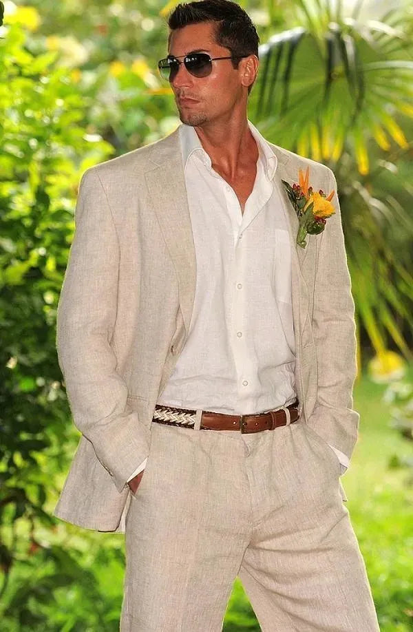 Wedding Times Khaki Two Piece Suit for Men - Formal Wedding Attire & Groom Suit - Perfect for Weddings, Prom, and Special Occasions
