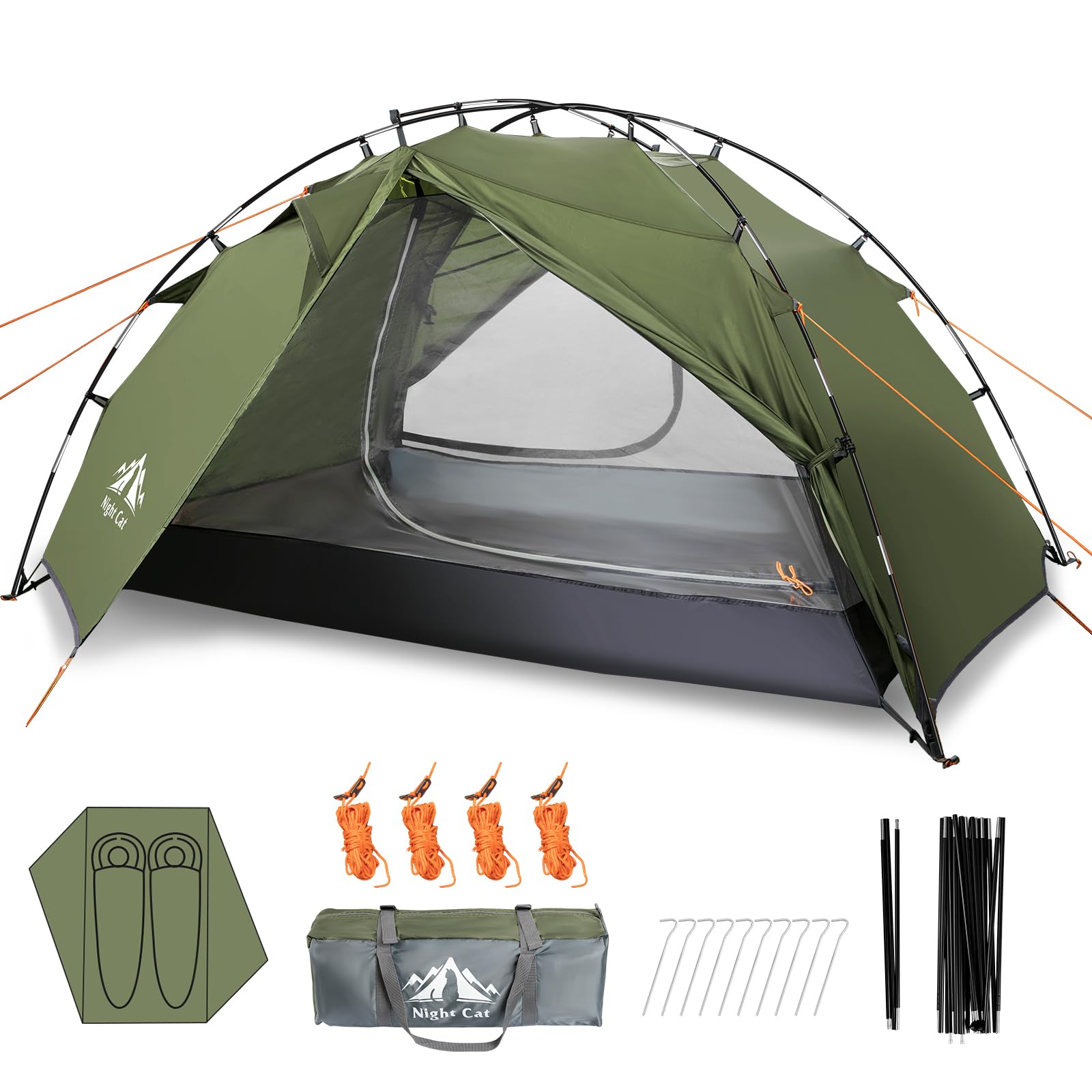 2 Person Backpacking Tent - Lightweight & Waterproof Hiking Camping Tent with Aluminum Poles, Double Layer & 2 Doors - Fast Setup, Compact 7x4.4ft - Perfect for Backpacking, Hiking & Outdoor Adventures