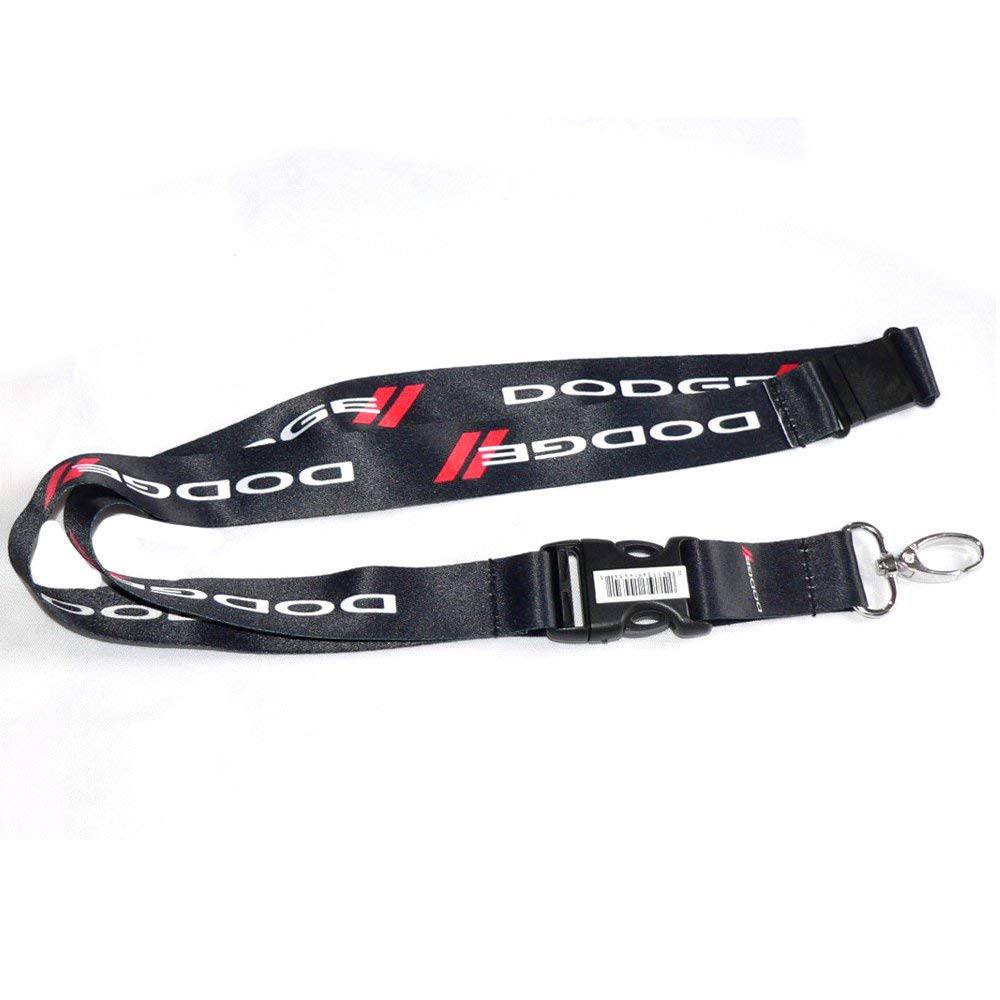 Dodge Lanyard with White & Red Logo - Black Nylon Badge Holder for Keys, ID Cards & Work Badges - Perfect for Car Enthusiasts, Events & Corporate Use