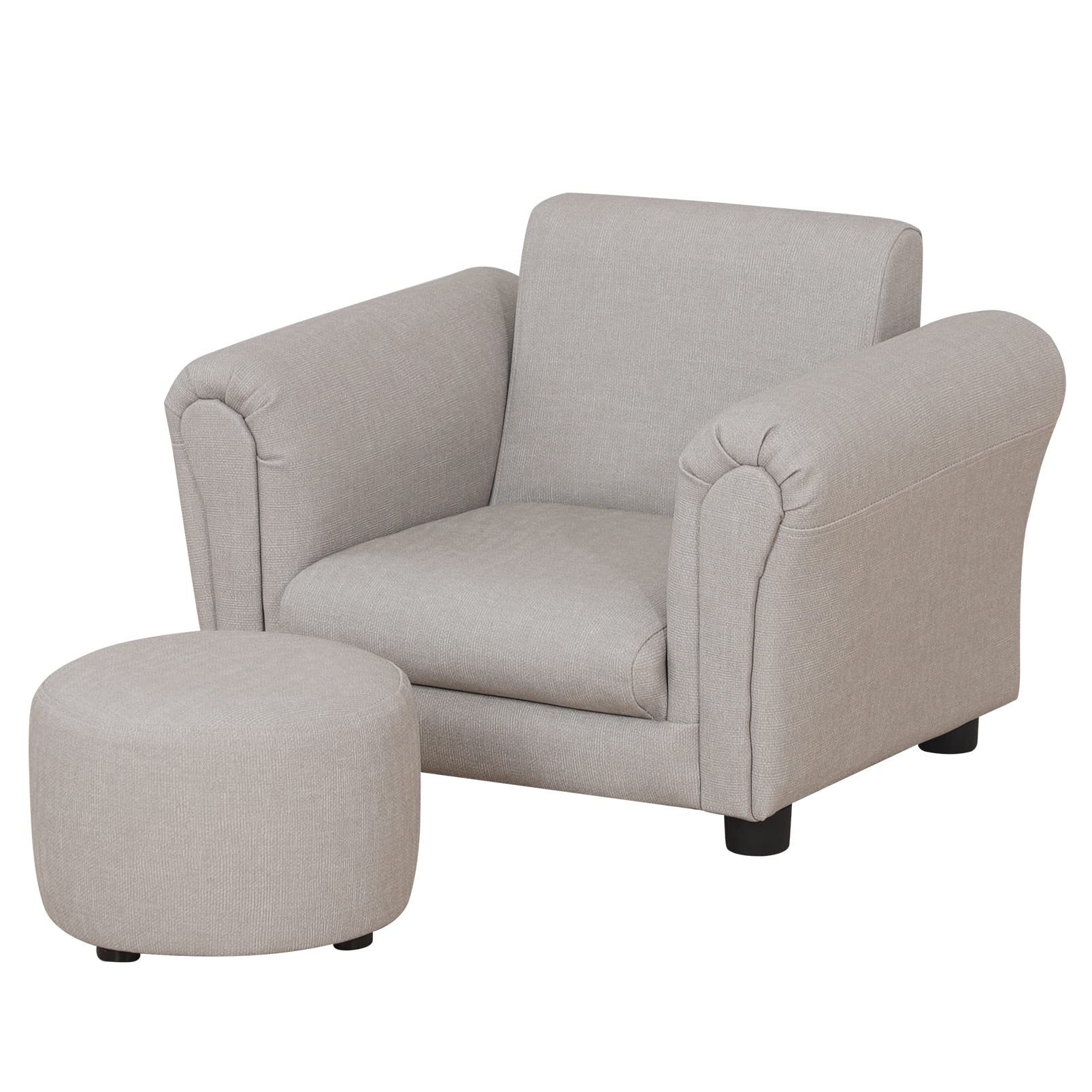 Getifun Kids Sofa Chair with Footstool - PVC Leather Toddler Armchair with Sturdy Plastic Legs, Light Gray Upholstered Couch for Children Under 4 Years | Perfect for Playrooms, Bedrooms & Daycare Centers
