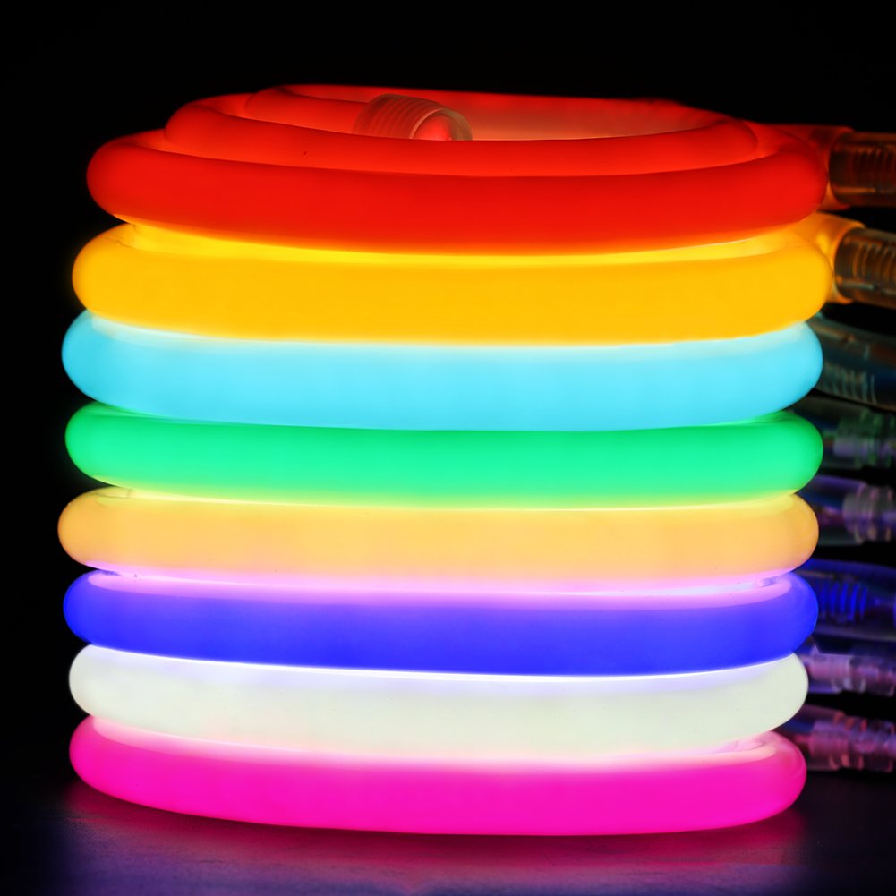 XUNATA 19.7ft LED Neon Rope Light - 12V DC 2835 Round Flexible 360° LED Strip Lights with 720 LEDs, Waterproof for Indoor/Outdoor Decoration (Ice Blue) - Perfect for Bedroom, Party, Wedding, Bar, and Holiday Lighting