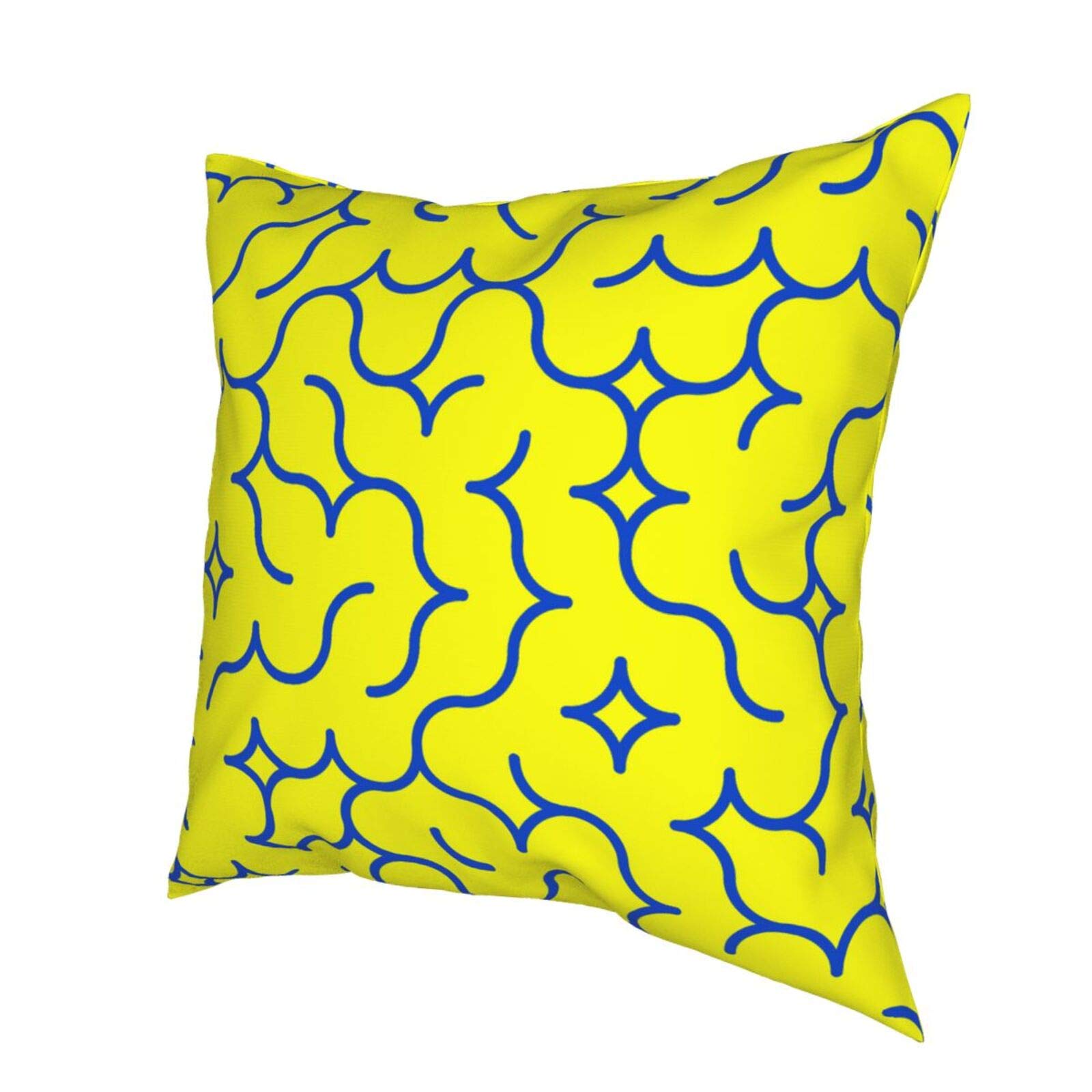 Blue and Yellow Geometric Arc Pattern Pillow Covers 18x18 Inch - Modern Decorative Throw Pillow Cases for Sofa, Bed, Couch & Outdoor Use - Perfect for Living Room, Patio, Car and Home Decor