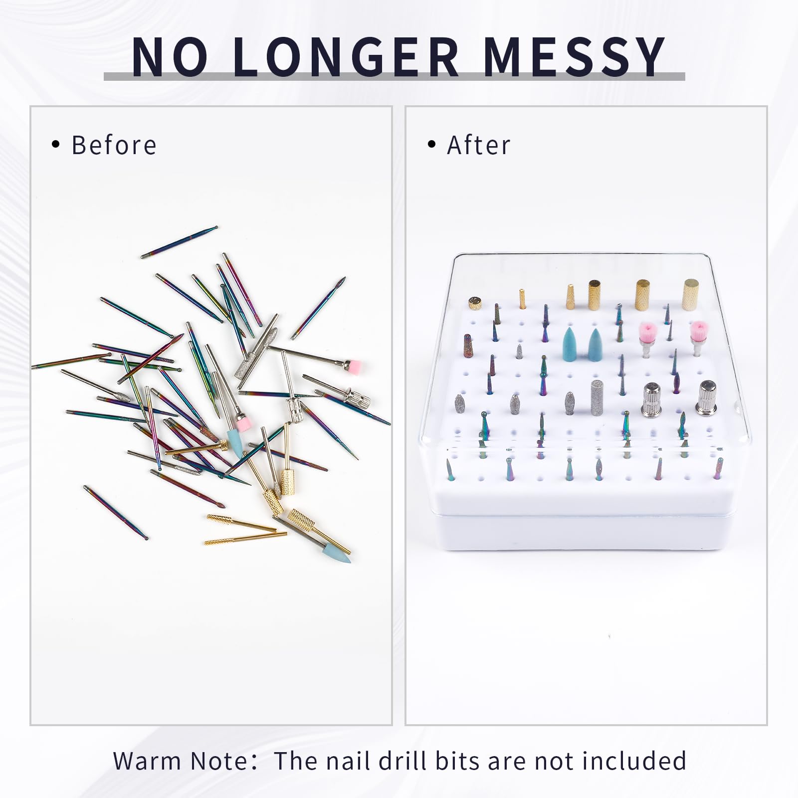 Professional Nail Drill Bits Holder & Cleaning Brush - 100 Hole Dustproof Nail Art Drill Bit Storage Box for Nail Technicians (White) | Perfect for Salon Organization & Mobile Nail Tech Kits