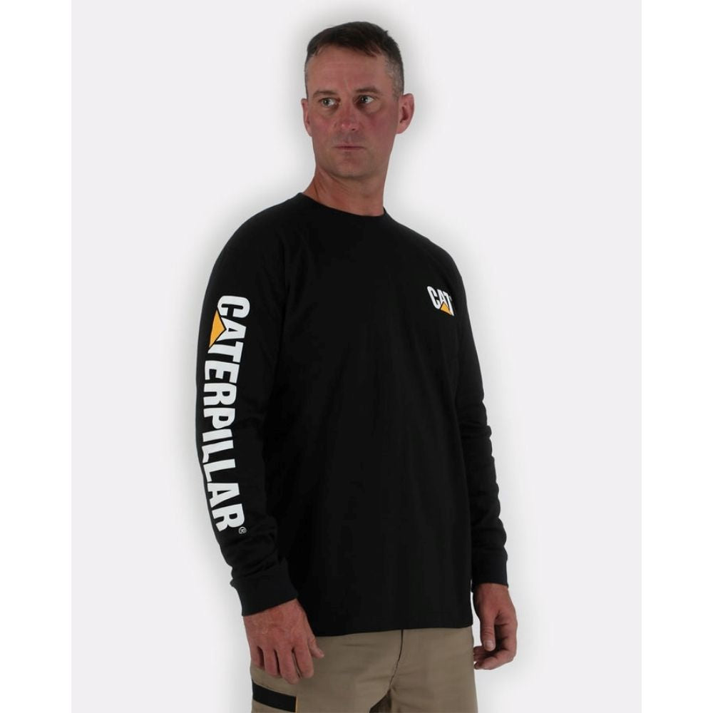CAT Trademark Banner Long Sleeve Work Shirt - Durable Black Workwear (1510034) for Construction, Farming & Outdoor Jobs
