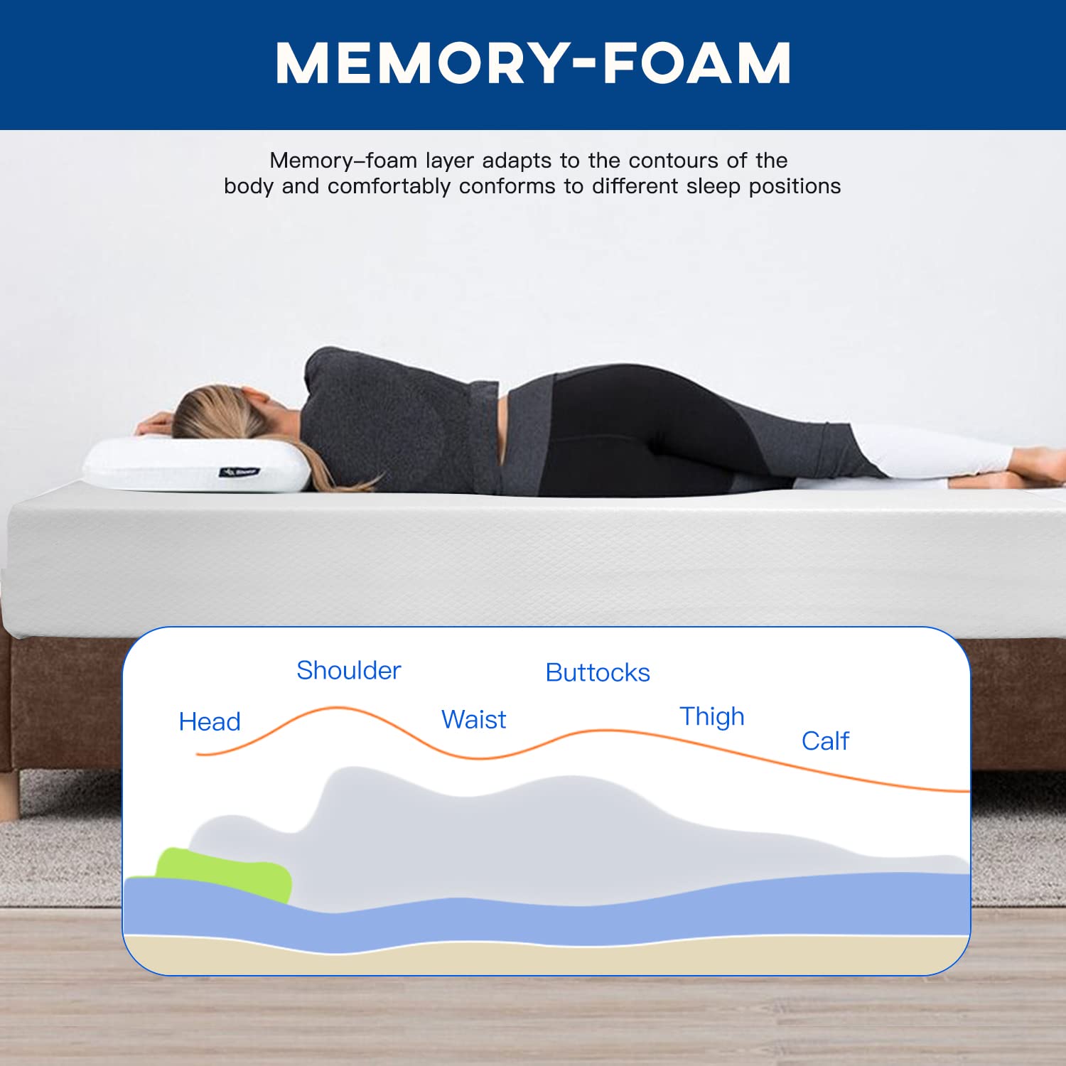 FDW 10 Inch Gel Memory Foam Mattress - Medium-Firm Queen Size for Pressure Relief & Cool Sleep - CertiPUR-US Certified Mattress in a Box - Perfect for Kids & Adults Bedroom, Guest Room, or Dorm