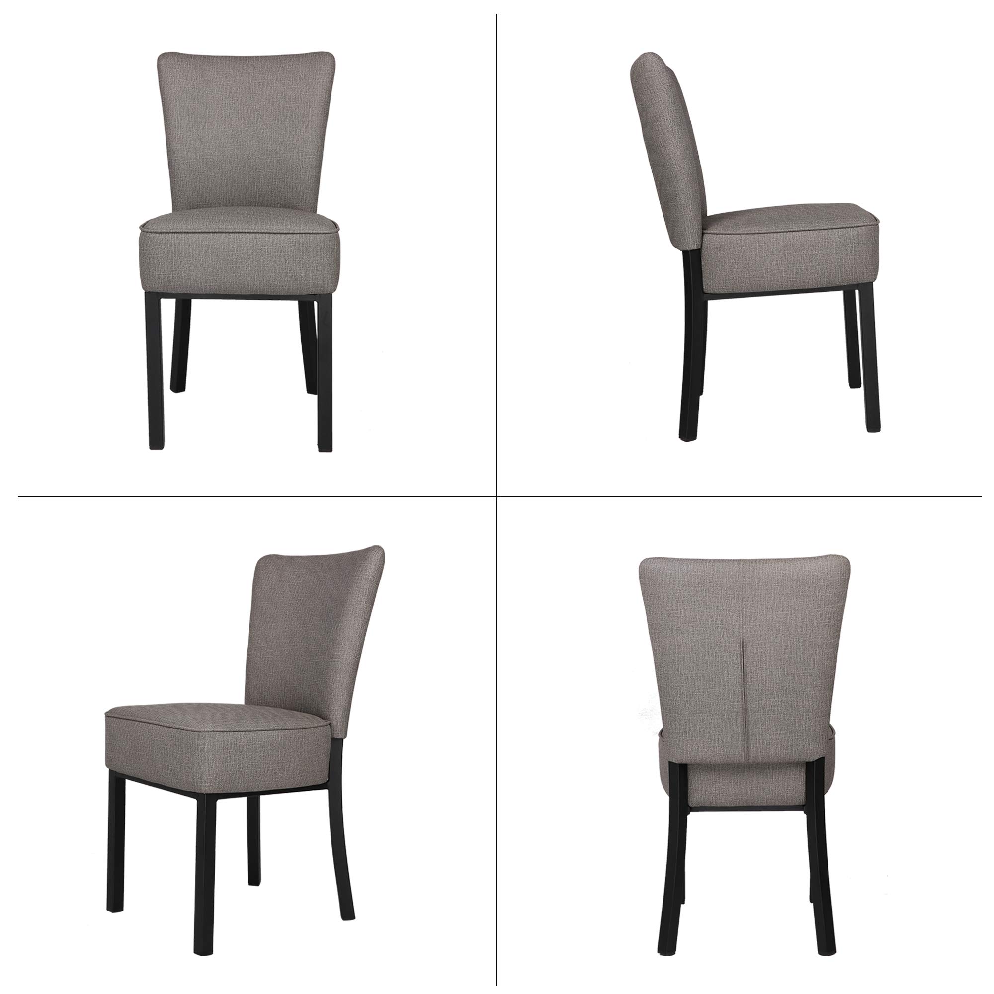 LUCKYERMORE 2-Pack Modern PU Leather Dining Chairs with Soft Cushion - Sturdy Metal Frame Side Chairs for Kitchen, Living Room & Bedroom - Heavy Duty Vinyl Gray Upholstered Seating - Perfect for Family Meals, Entertaining Guests & Home Office Use