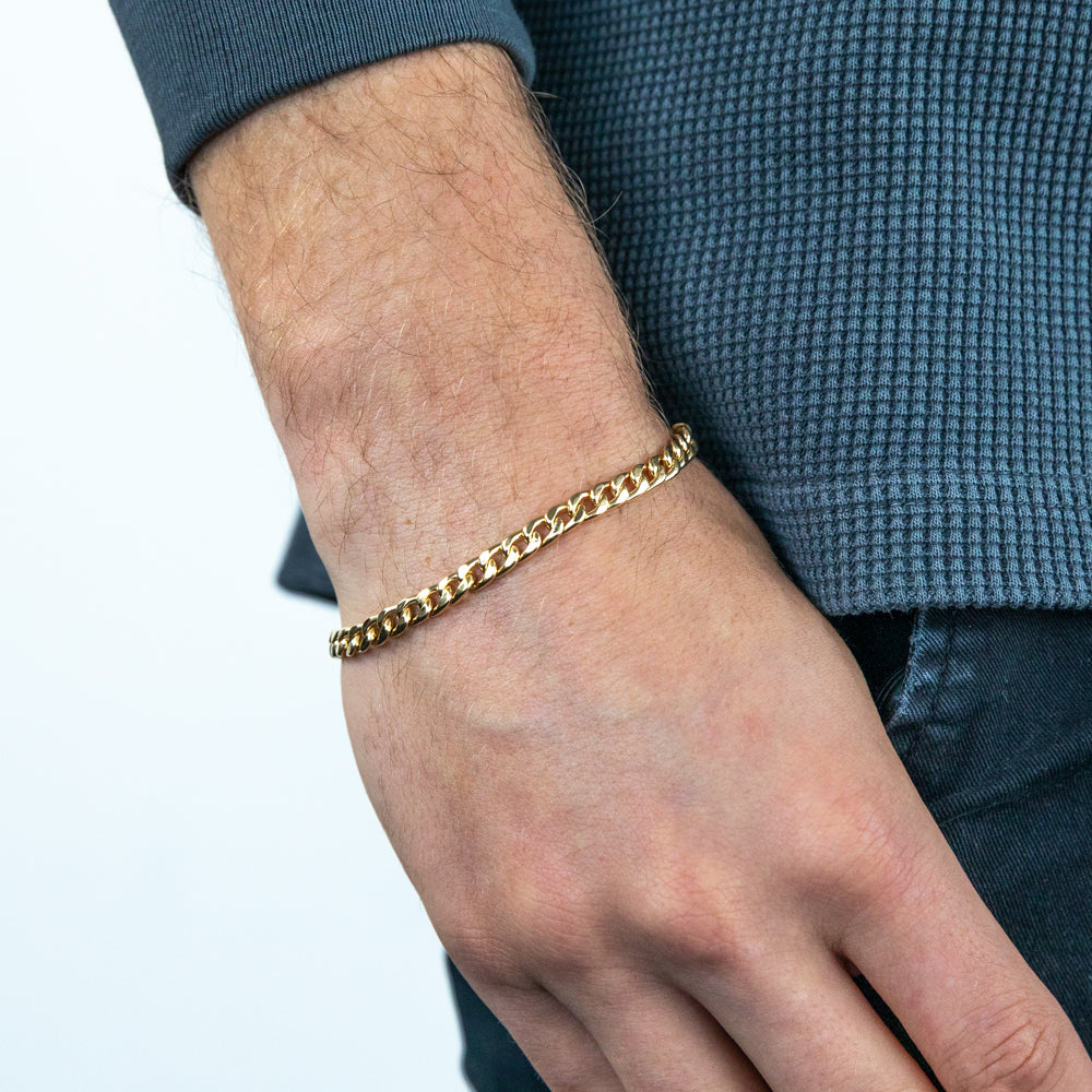 9ct Silver Filled Yellow Gold Curb Chain Bracelet - 19cm Length, 150 Gauge - Perfect for Everyday Wear, Gifts & Special Occasions