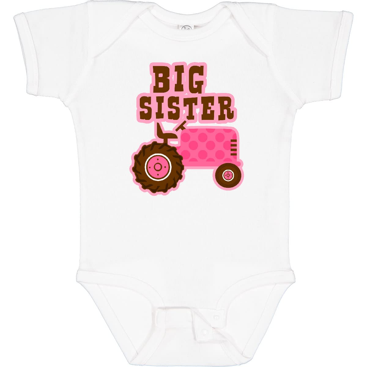 Inktastic Pink Tractor Big Sister Baby Bodysuit - Cute Matching Outfit for Siblings, Newborn & Toddler Gift Idea - Perfect for Family Photos, Birth Announcements & Special Occasions