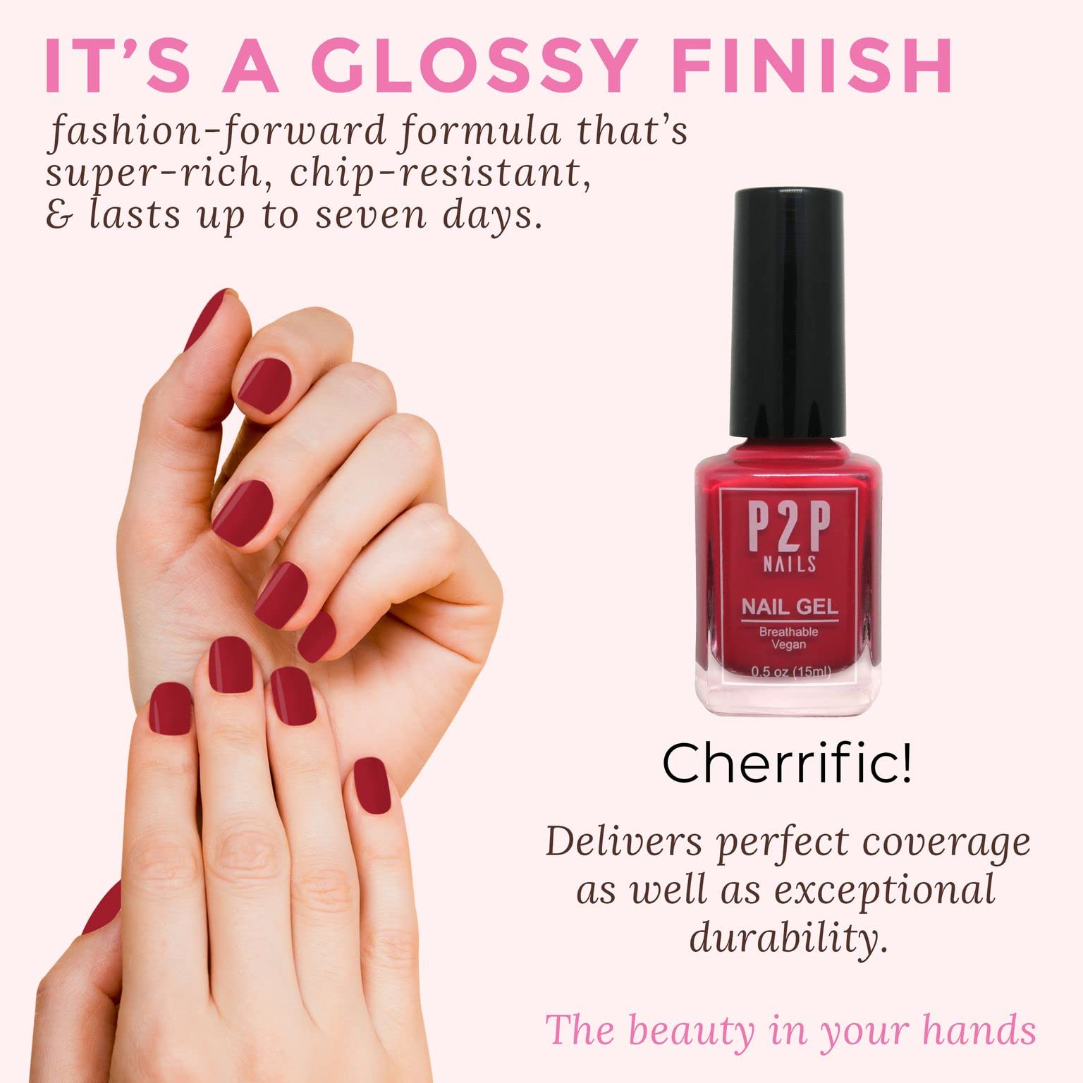 Vegan Burgundy Nail Gel Polish - Quick Dry Long Lasting Nail Art Gel with Smooth Texture - Vibrant Colors for Stylish Women - Perfect for Manicures, Pedicures & Nail Art Designs (Cherrific!)