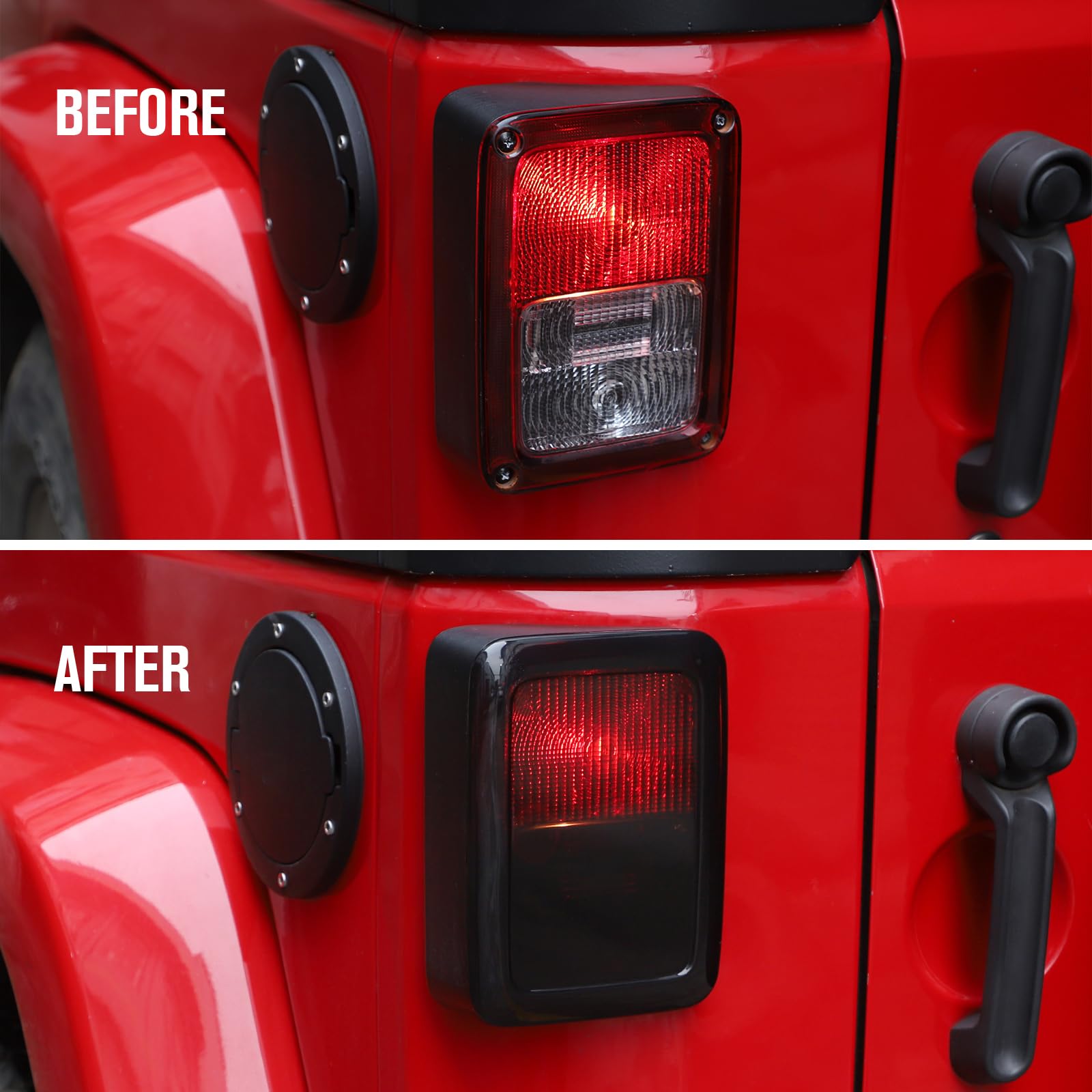 JeCar Smoked LED Tail Light Covers for Jeep Wrangler JK & JKU (2007-2018) - Black Rear Lamp Guards & Exterior Accessories | Off-Road Protection & Custom Styling