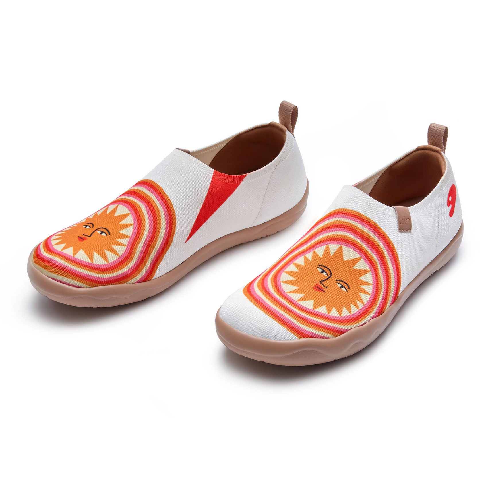 UIN Art Travel Slip-On Knit Loafers - Lightweight Comfort Sneakers for Women - Fashionable Toledo Ⅰ Bodil Jane Sun Rays Design - Perfect for Walking, Travel & Casual Wear