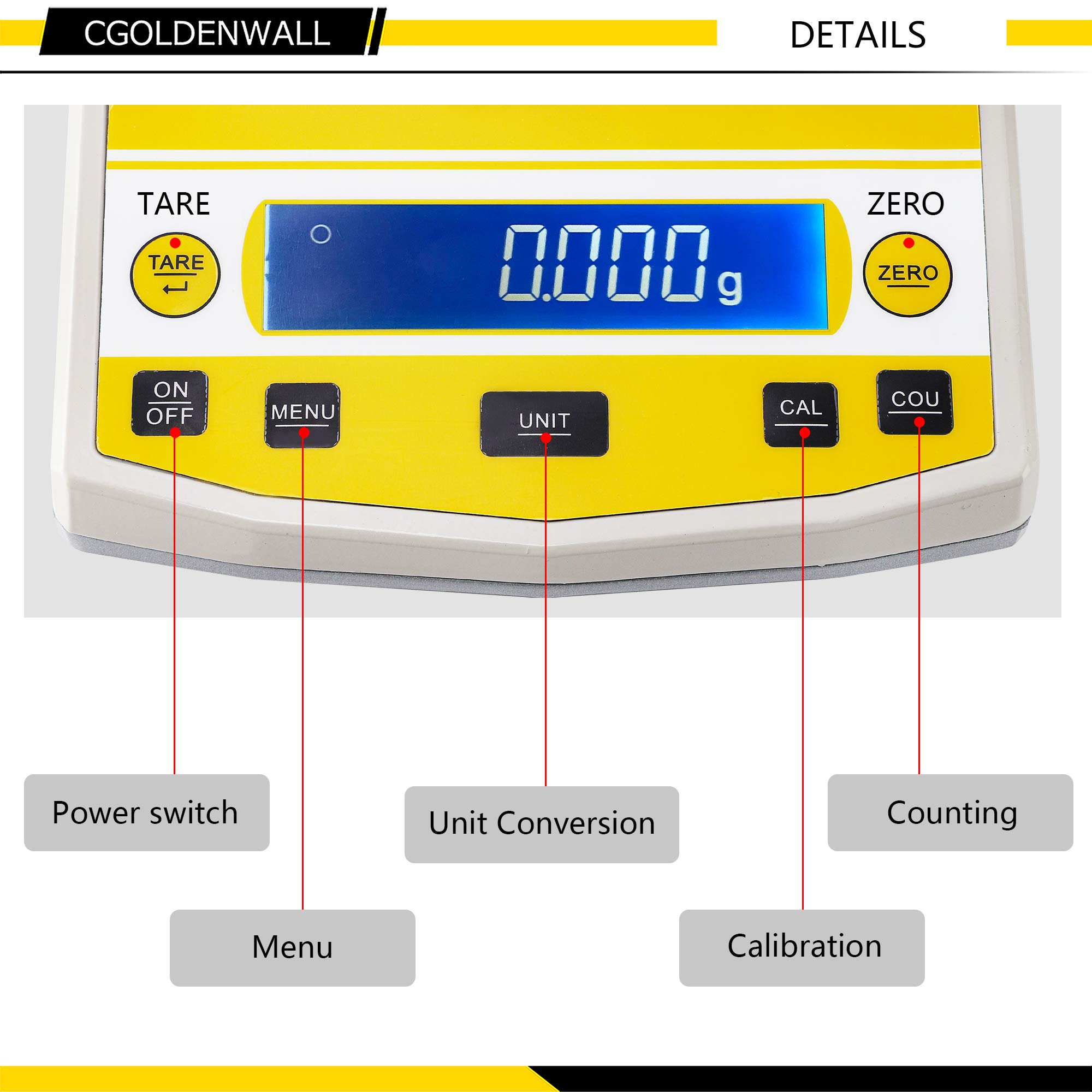 CGOLDENWALL 100g x 0.001g High Precision Digital Analytical Balance - Laboratory Electronic Scale for Pharmacy, Jewelry & Science Experiments | Accurate Weighing for Chemicals, Powders & Small Items