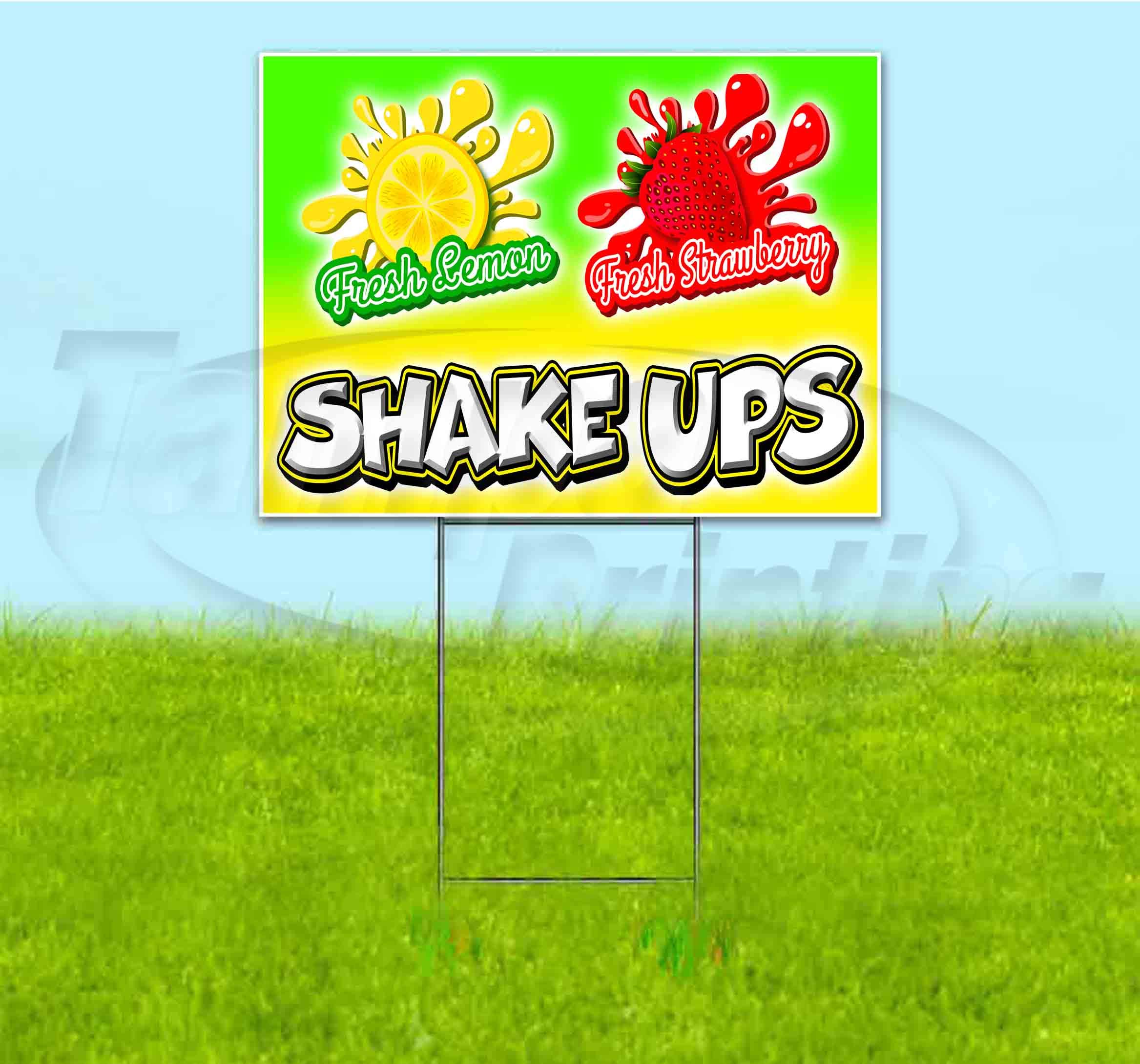 Lemon Strawberry Shake Ups 18x24 Inch Yard Sign with Metal Step Stake - Bulk Discounts & Multi-Pack Options for Advertising, Events, and Business Promotions
