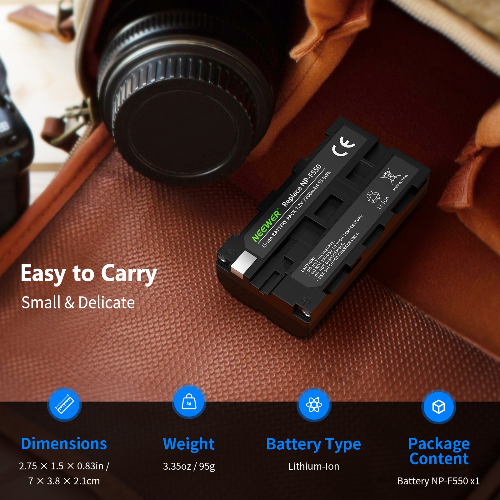 NEEWER NP-F550 NP-F570 Replacement Battery for Sony Camcorders - Compatible with Sony Handycam, Digital Cameras & Video Recorders (Great for Travel Vlogging & Professional Filming)