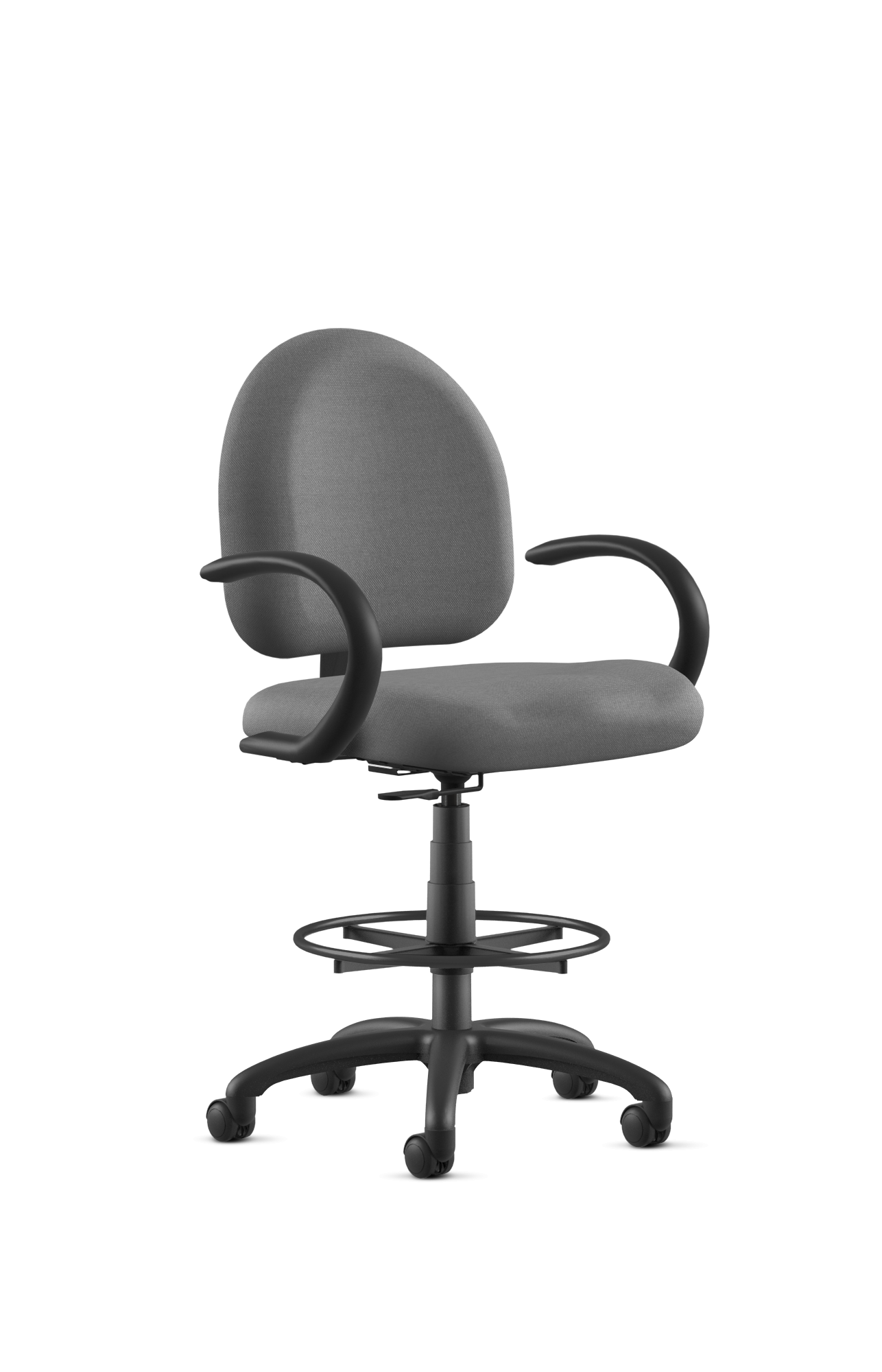 9 To 5 LOGIC 1726 Black Fabric 10-Drafting Stool with Foot Ring and Mid Back Support - Ergonomic Office Chair for Architects, Artists & Designers - Perfect for Drafting Tables, Studios & Workspaces