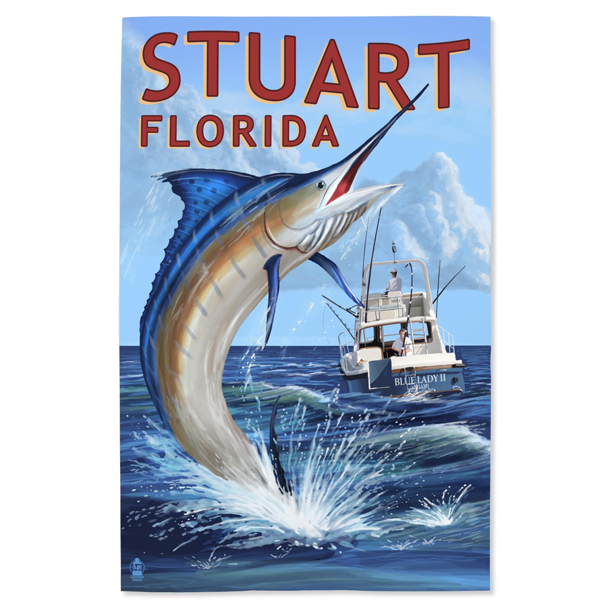 Stuart Florida Marlin Fishing Scene - Lantern Press 16x24 Inch Giclee Art Print | Coastal Wall Decor for Beach House, Office & Fishing Enthusiasts