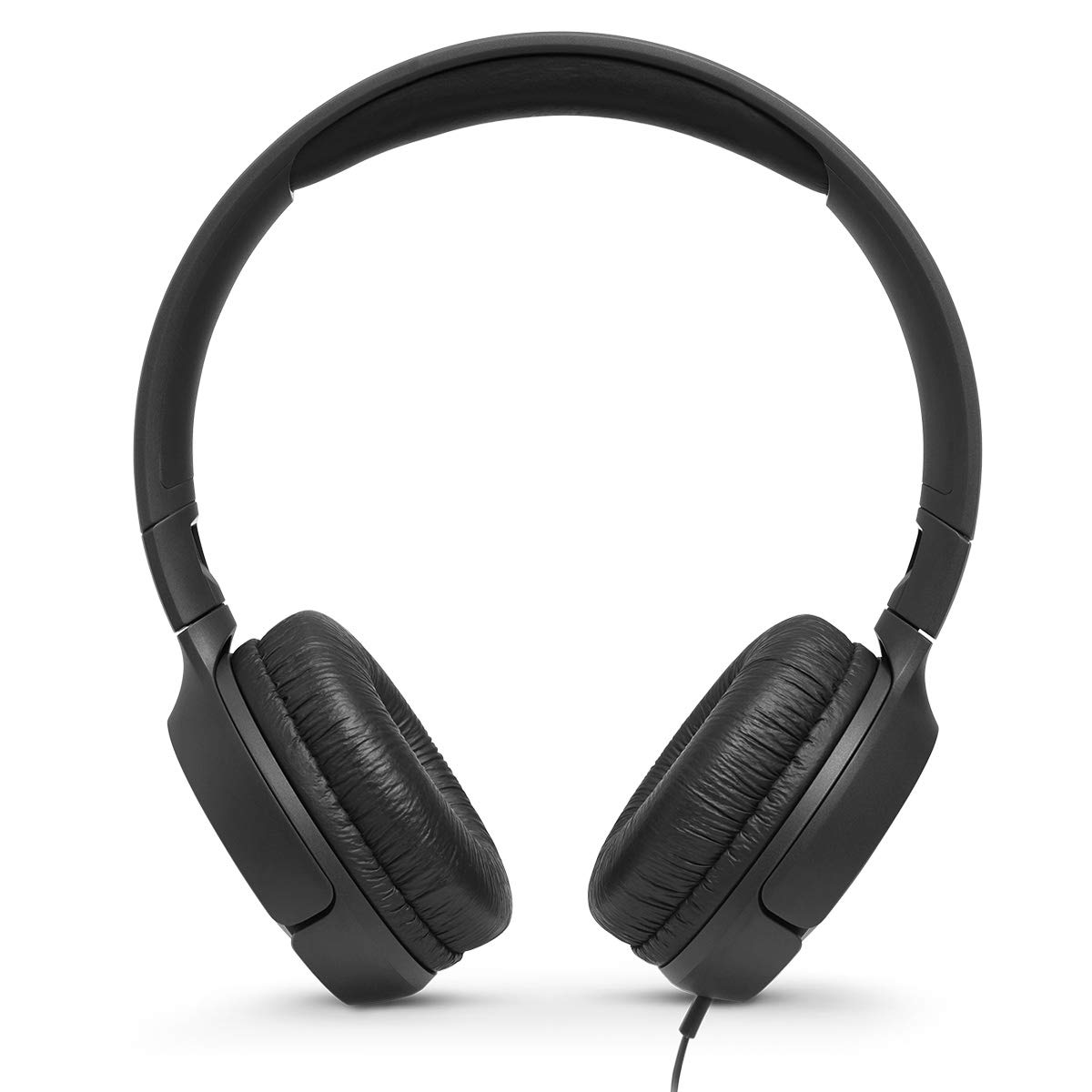 JBL Tune 500 Wired On-Ear Headphones with Pure Bass Sound - 1-Button Remote & Mic, Tangle-Free Flat Cable, Lightweight Foldable Design (Black) - Perfect for Commuting, Workouts & Travel