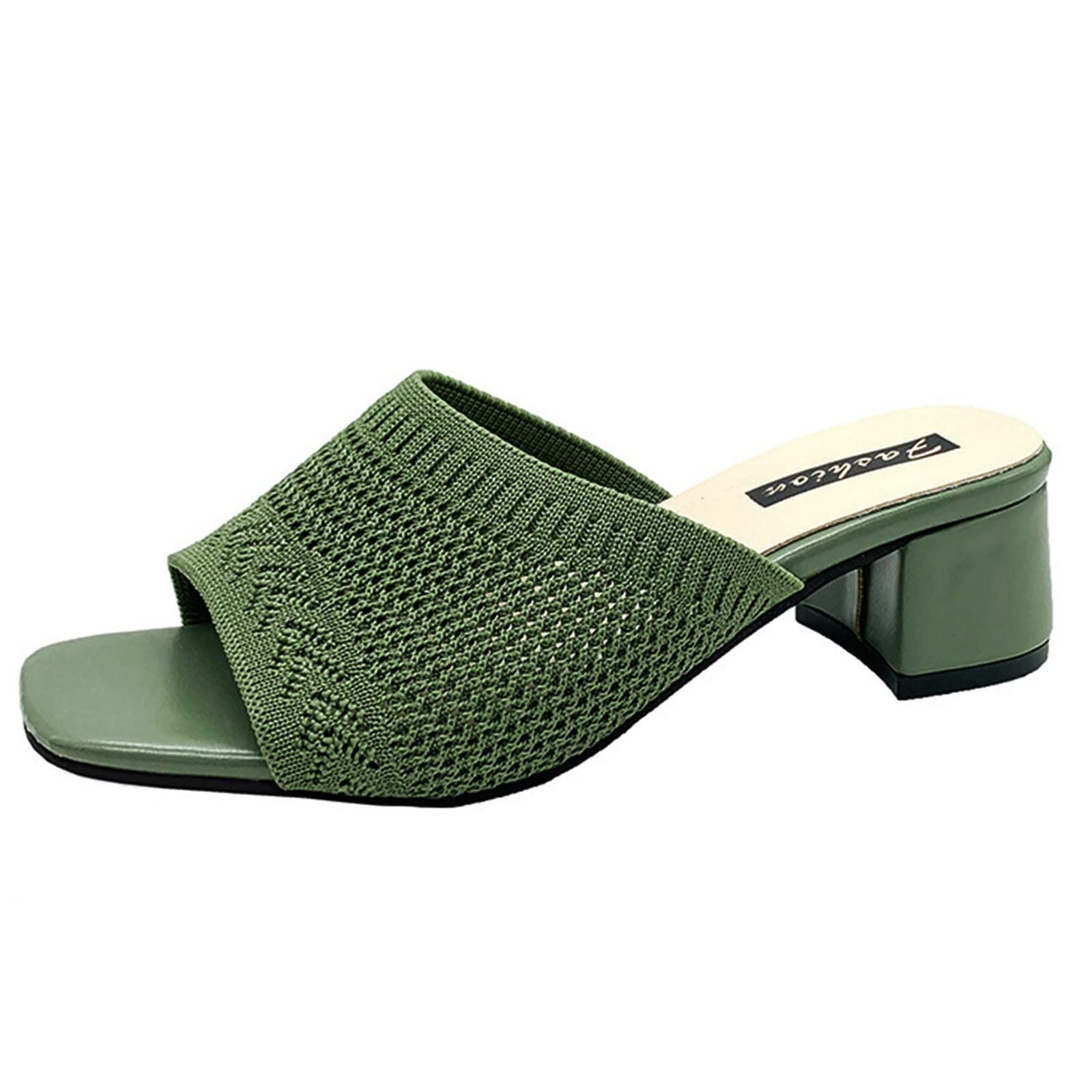 Breathable Woven Women's Mid Heel Sandals & Slippers - Spring Summer Fashion with 2 Straps | Comfortable Casual & Beach Wear for Women